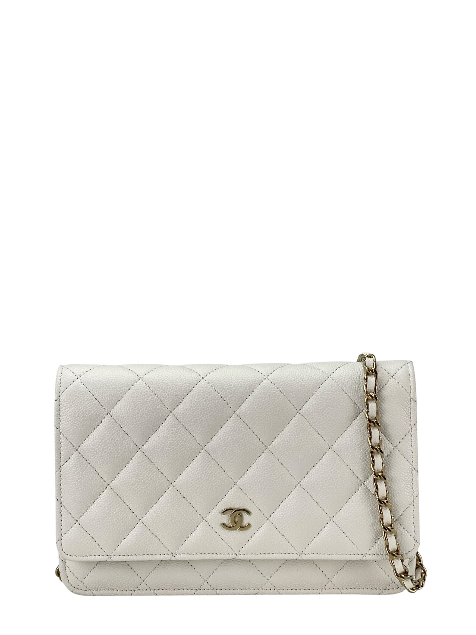CHANEL - White Caviar Wallet On Chain Gold-Tone Metal (WOC)
