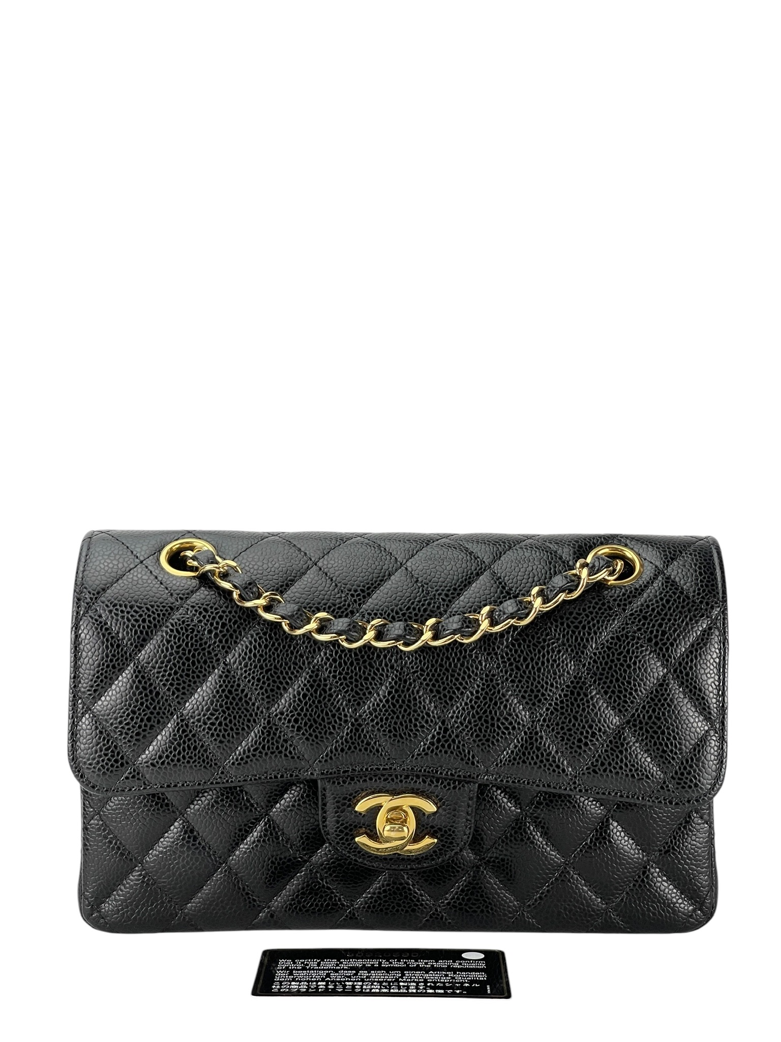 CHANEL - Small Classic Double Flap Bag Black Caviar Gold Hardware (CF23)