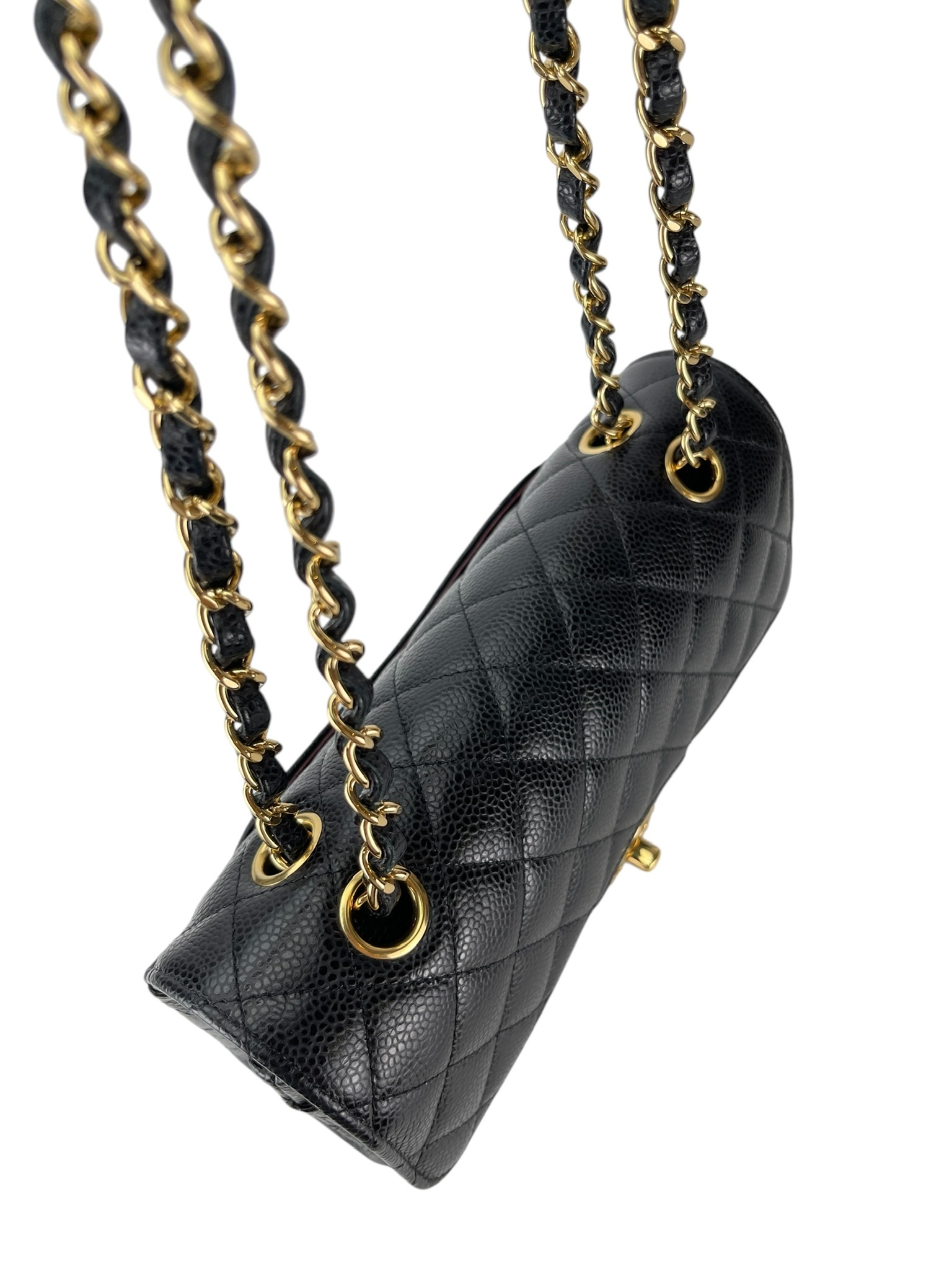 CHANEL - Small Classic Double Flap Bag Black Caviar Gold Hardware (CF23)