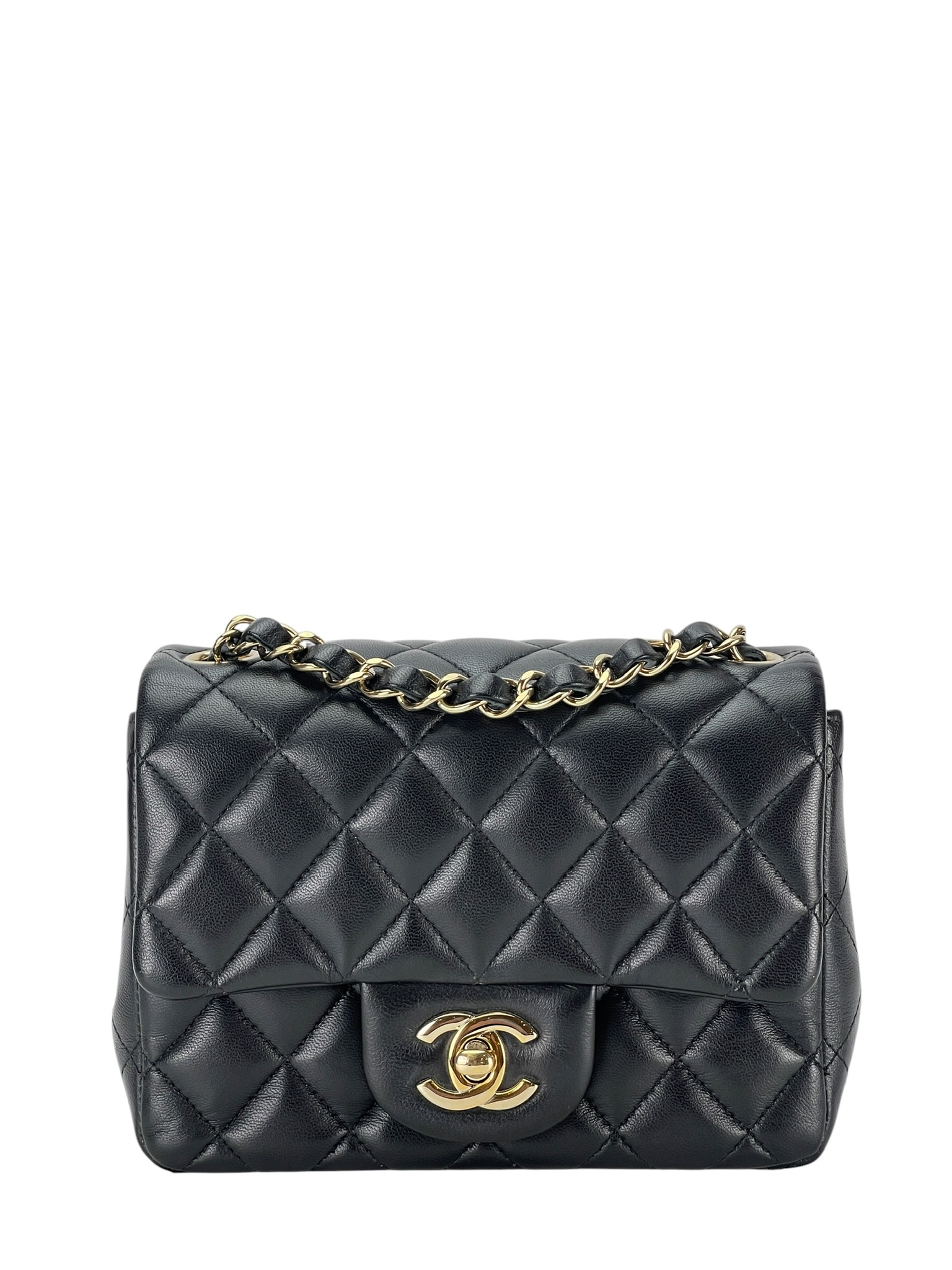 CHANEL - Black Lambskin Square 17 Shoulder Bag – Camellia Vintage