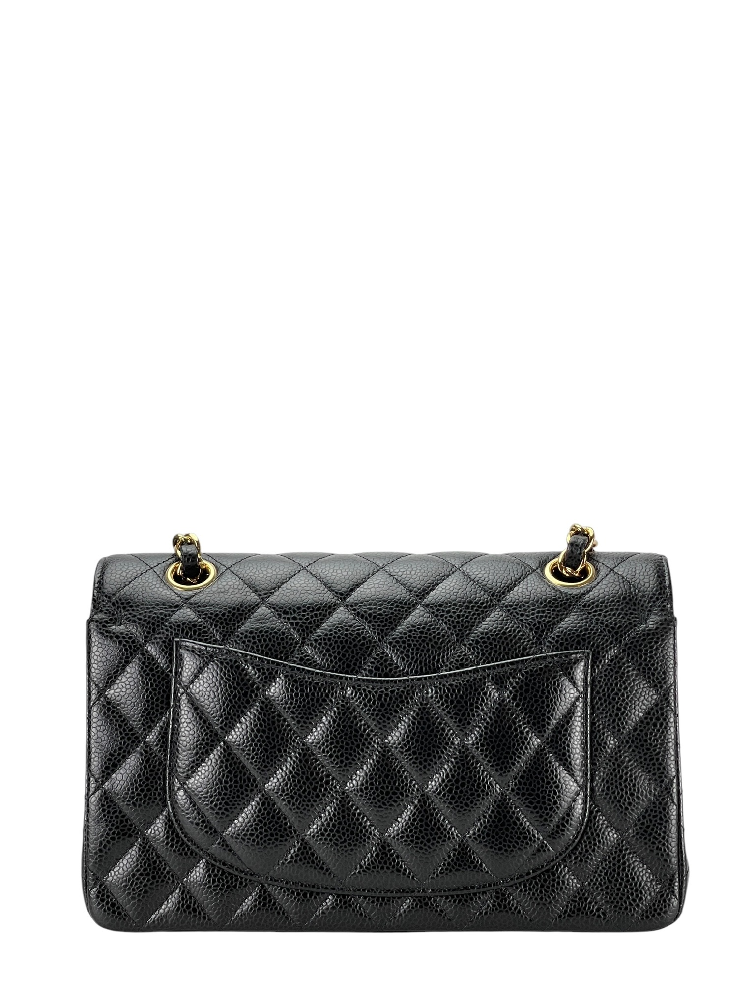 CHANEL - Small Classic Double Flap Bag Black Caviar Gold Hardware (CF23)
