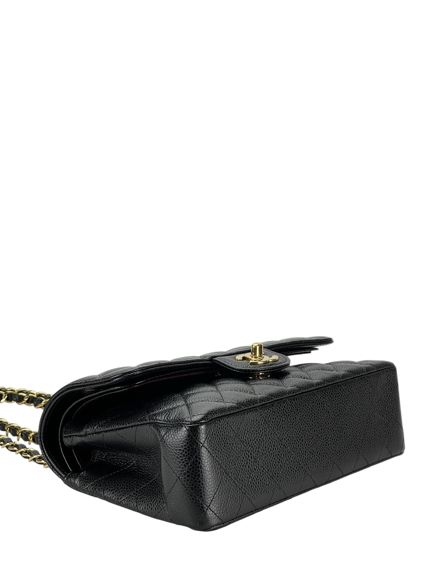 CHANEL - Small Classic Double Flap Bag Black Caviar Gold Hardware (CF23)