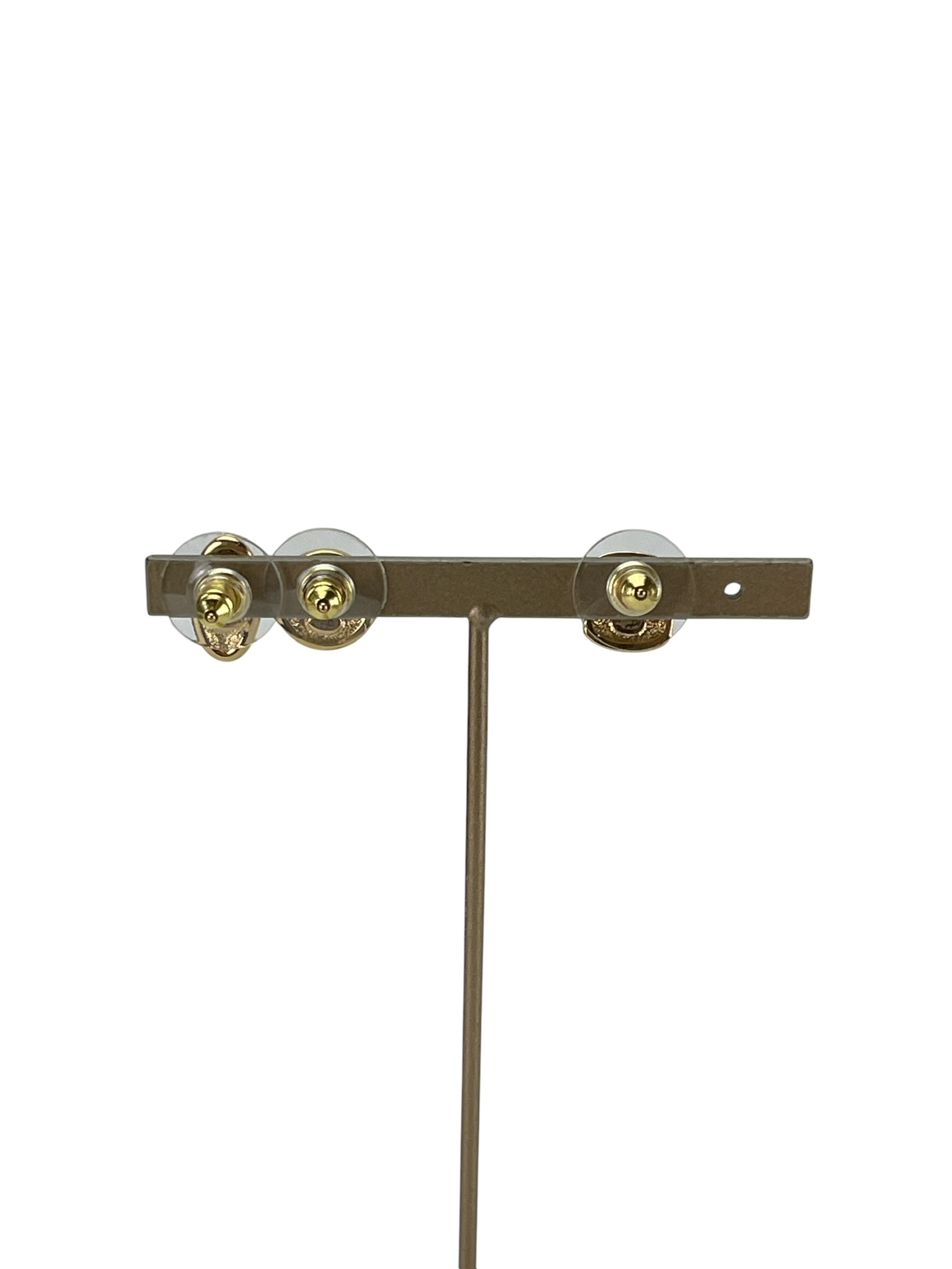 CHANEL - 26B Black CC Logo Gold 3 Piece Stud Earrings