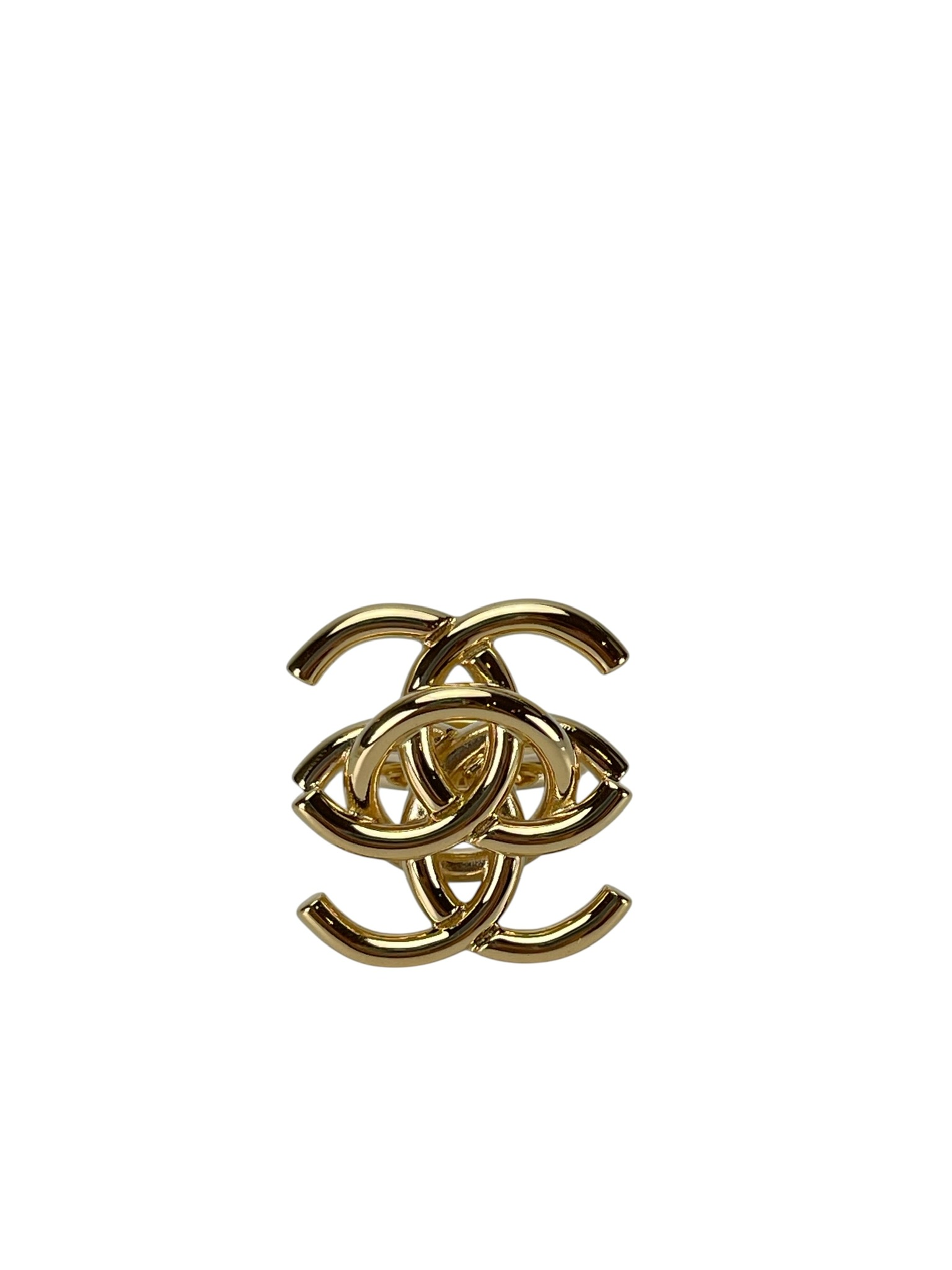 CHANEL - 26A Double CC Logo Gold Ring