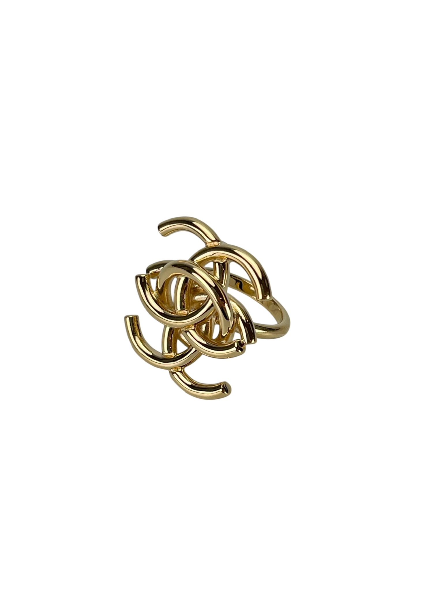 CHANEL - 26A Double CC Logo Gold Ring