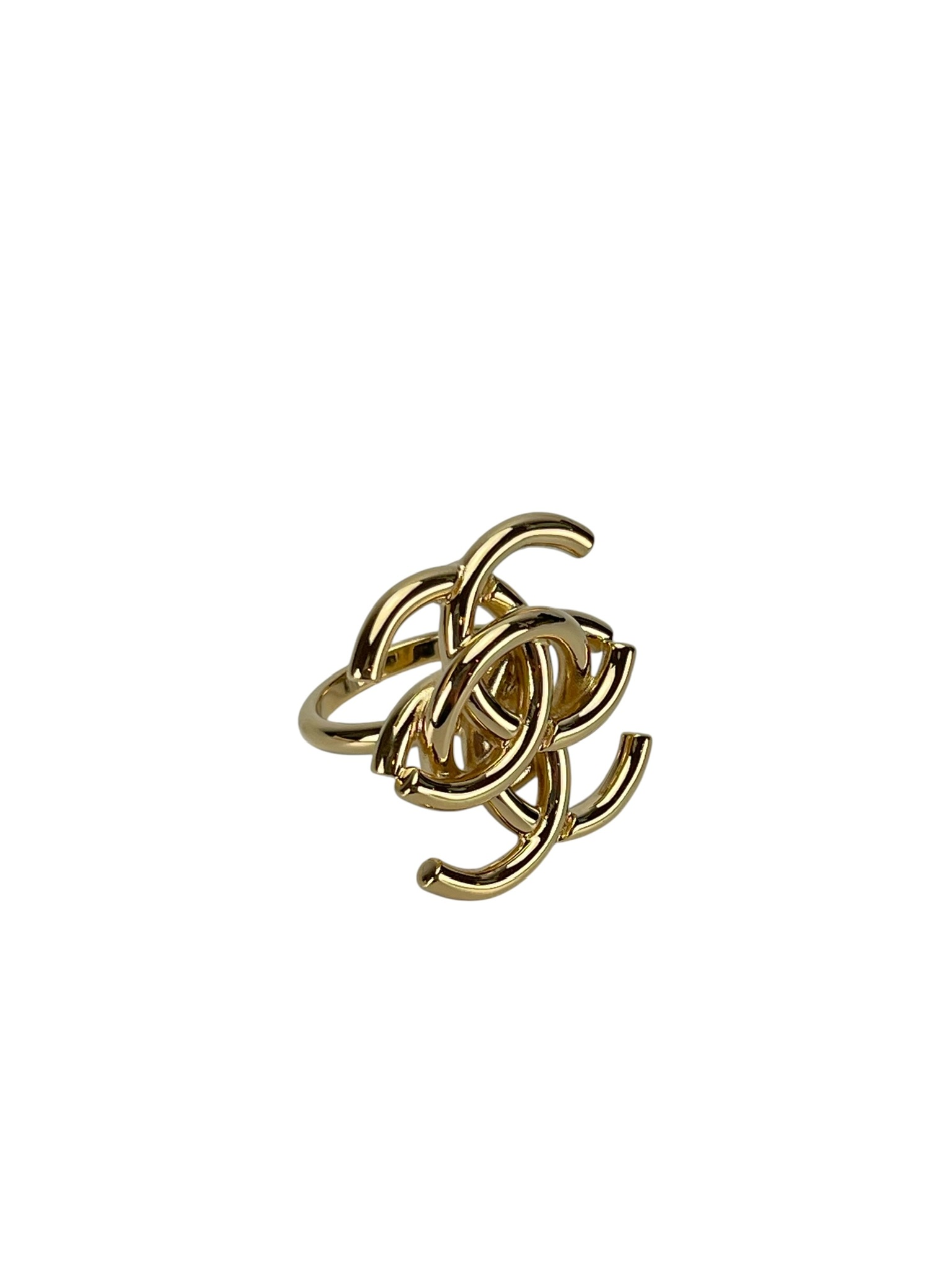 CHANEL - 26A Double CC Logo Gold Ring