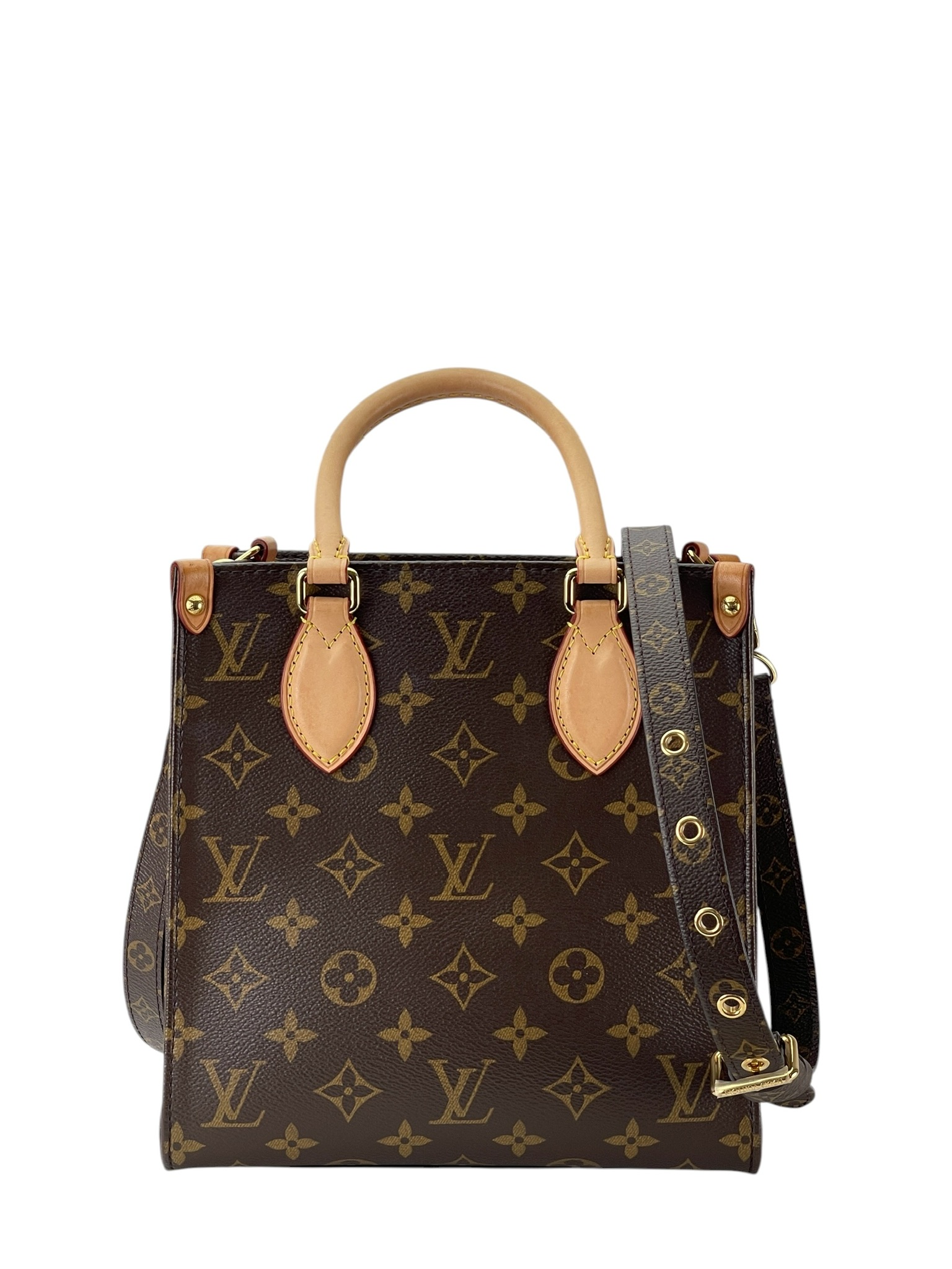LOUIS VUITTON - Brown Canvas Monogram Petit Sac Plat Mini Handbag 