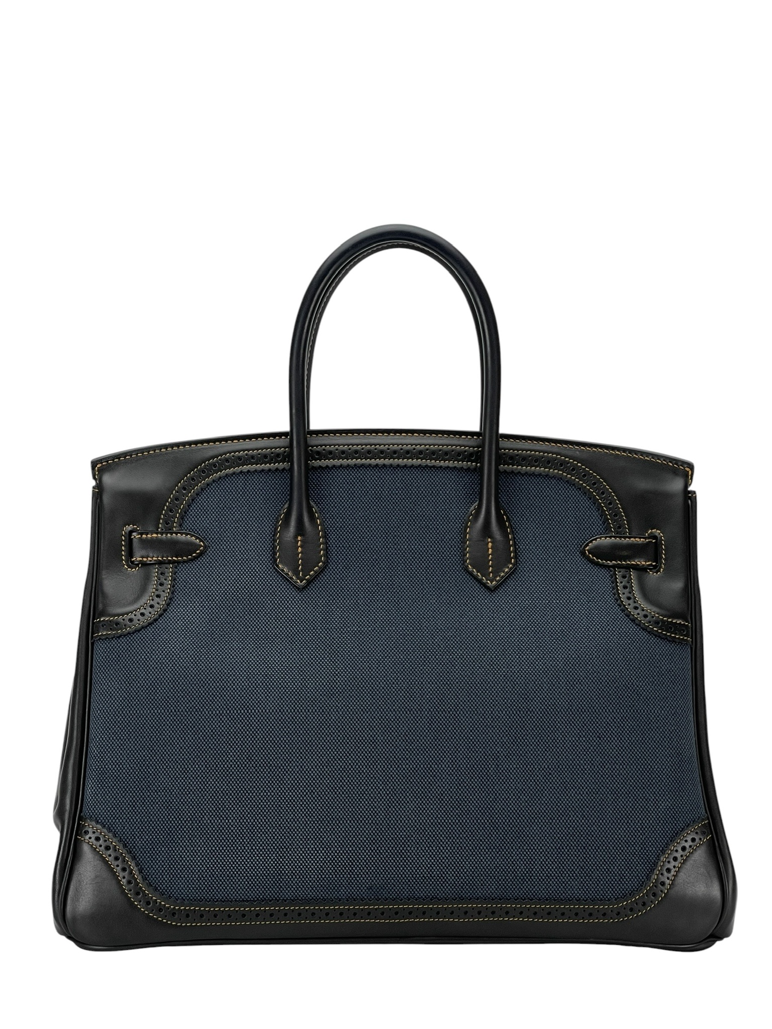 HERMES - Birkin 35 Noir Denim Ghillies Palladium Hardware
