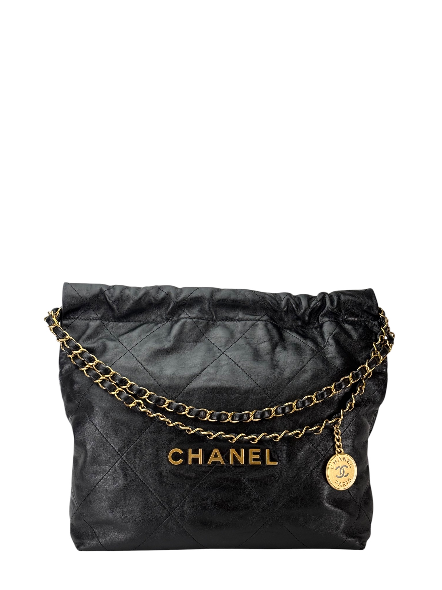 CHANEL - 22 Bag Black Lambskin Gold Hardware Small