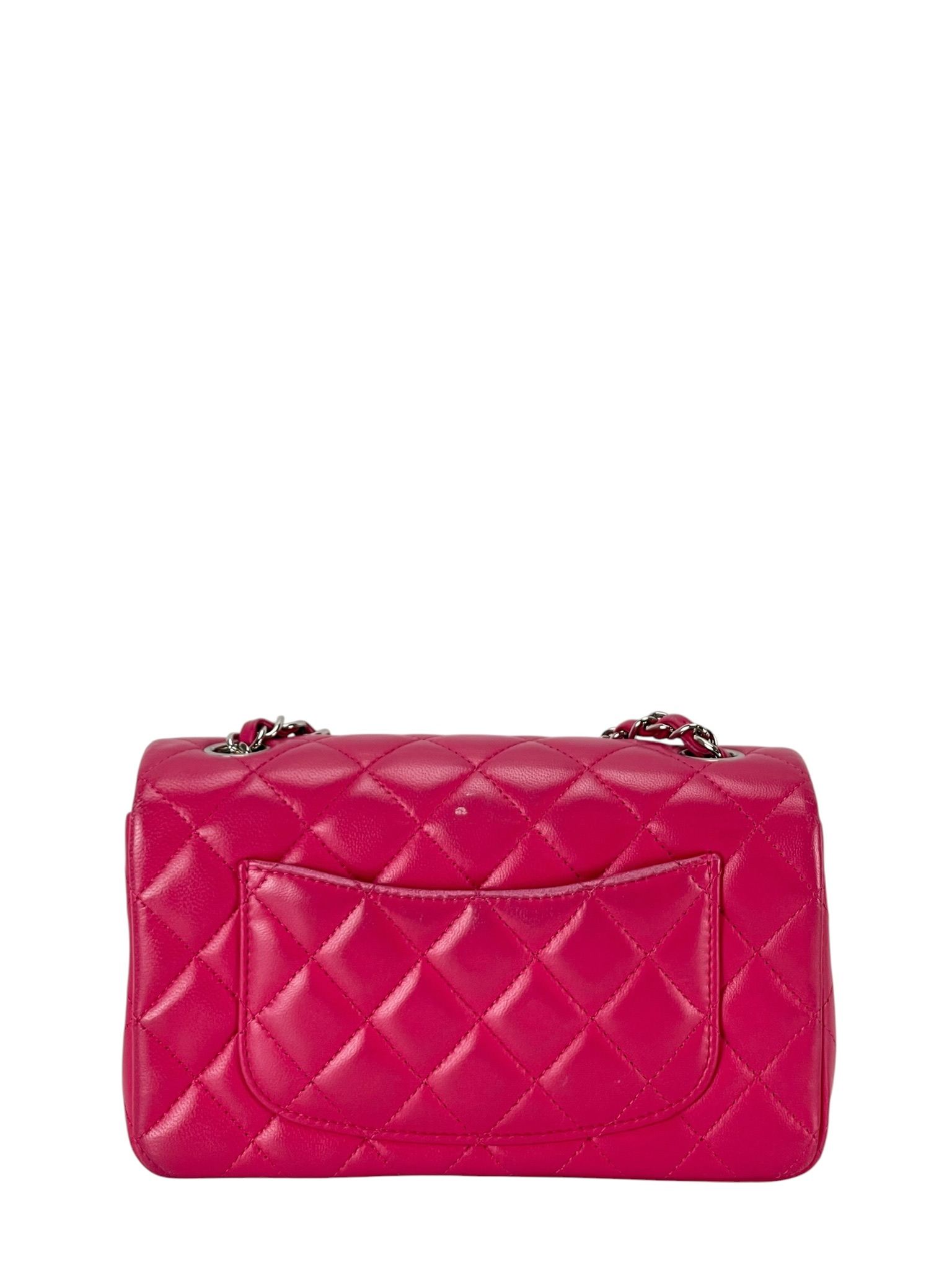 CHANEL - Mini Matlasse 20 Lambskin Single Flap Chain Bag Pink Sliver Hardware