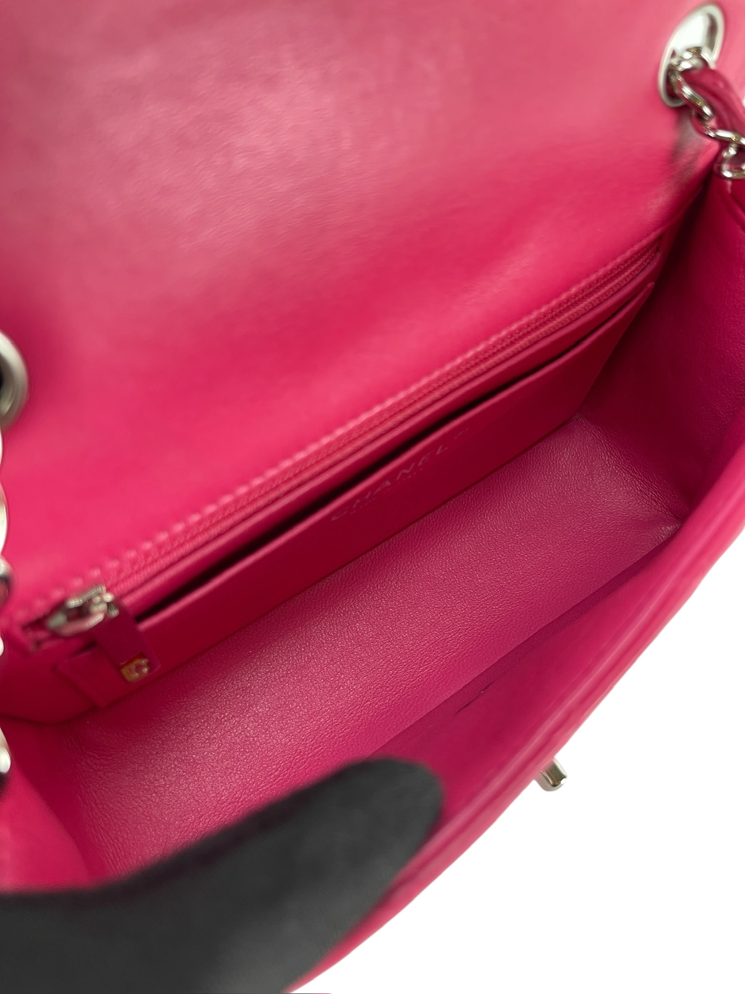CHANEL - Mini Matlasse 20 Lambskin Single Flap Chain Bag Pink Sliver Hardware
