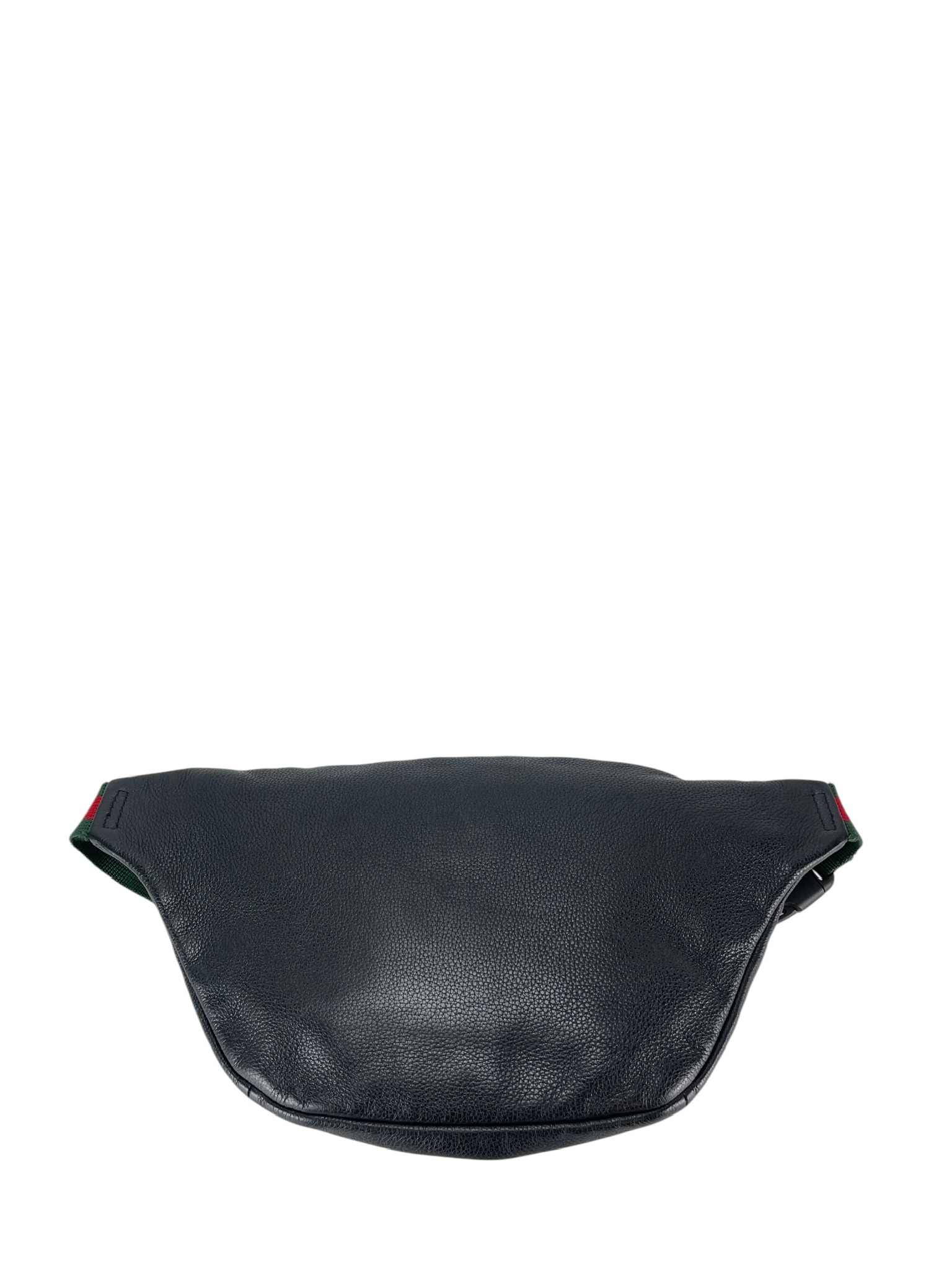 GUCCI - Black Leather Logo Print Belt Bag 