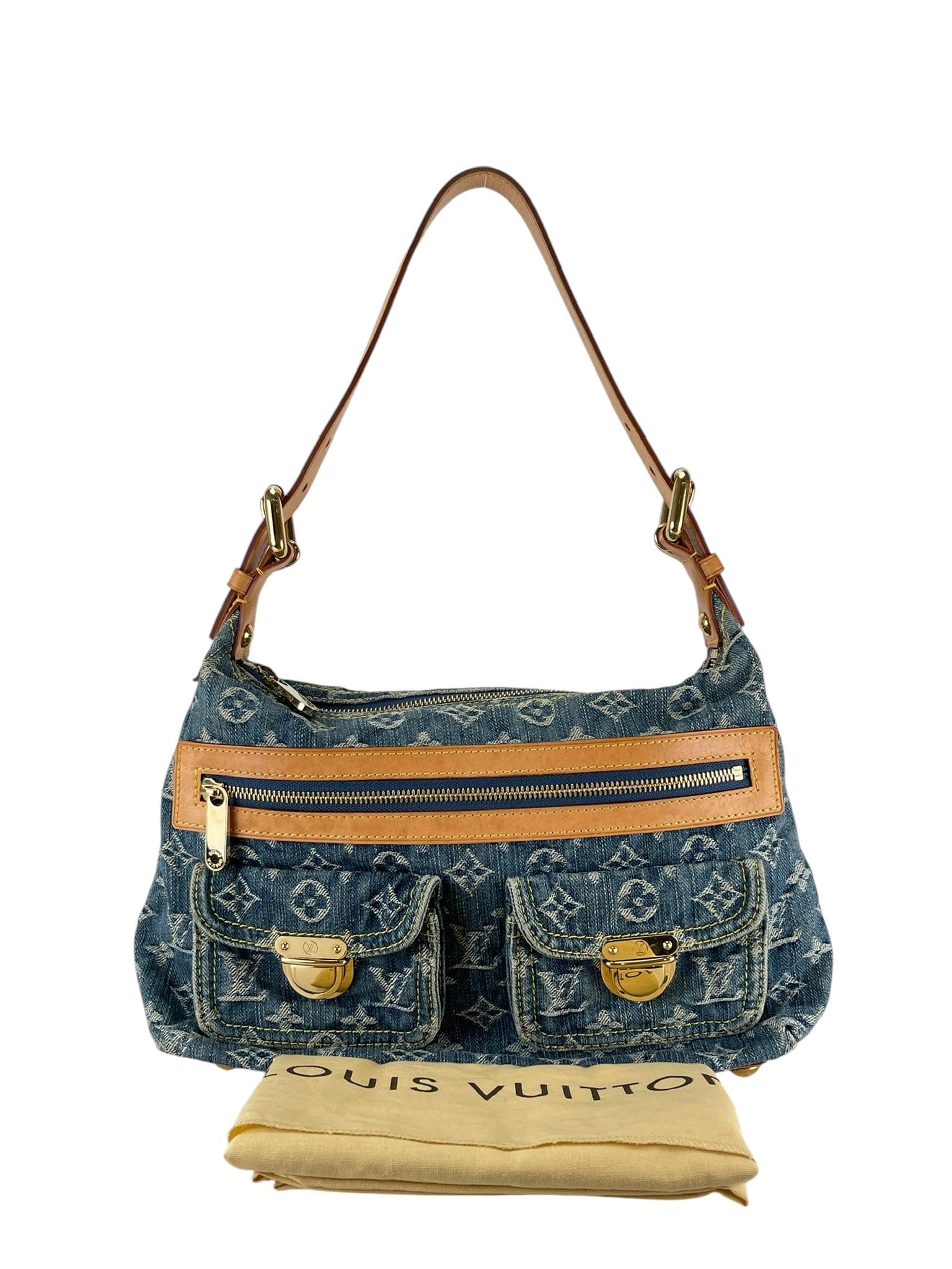 LOUIS VUITTON - Baggy PM Shoulder Bag Handbag Blue Monogram Denim