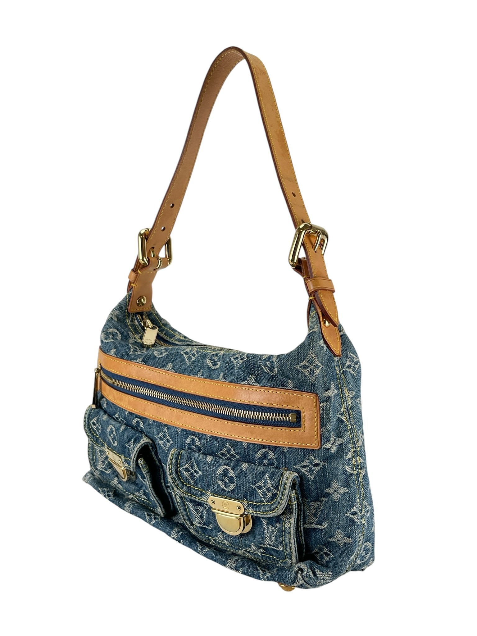 LOUIS VUITTON - Baggy PM Shoulder Bag Handbag Blue Monogram Denim