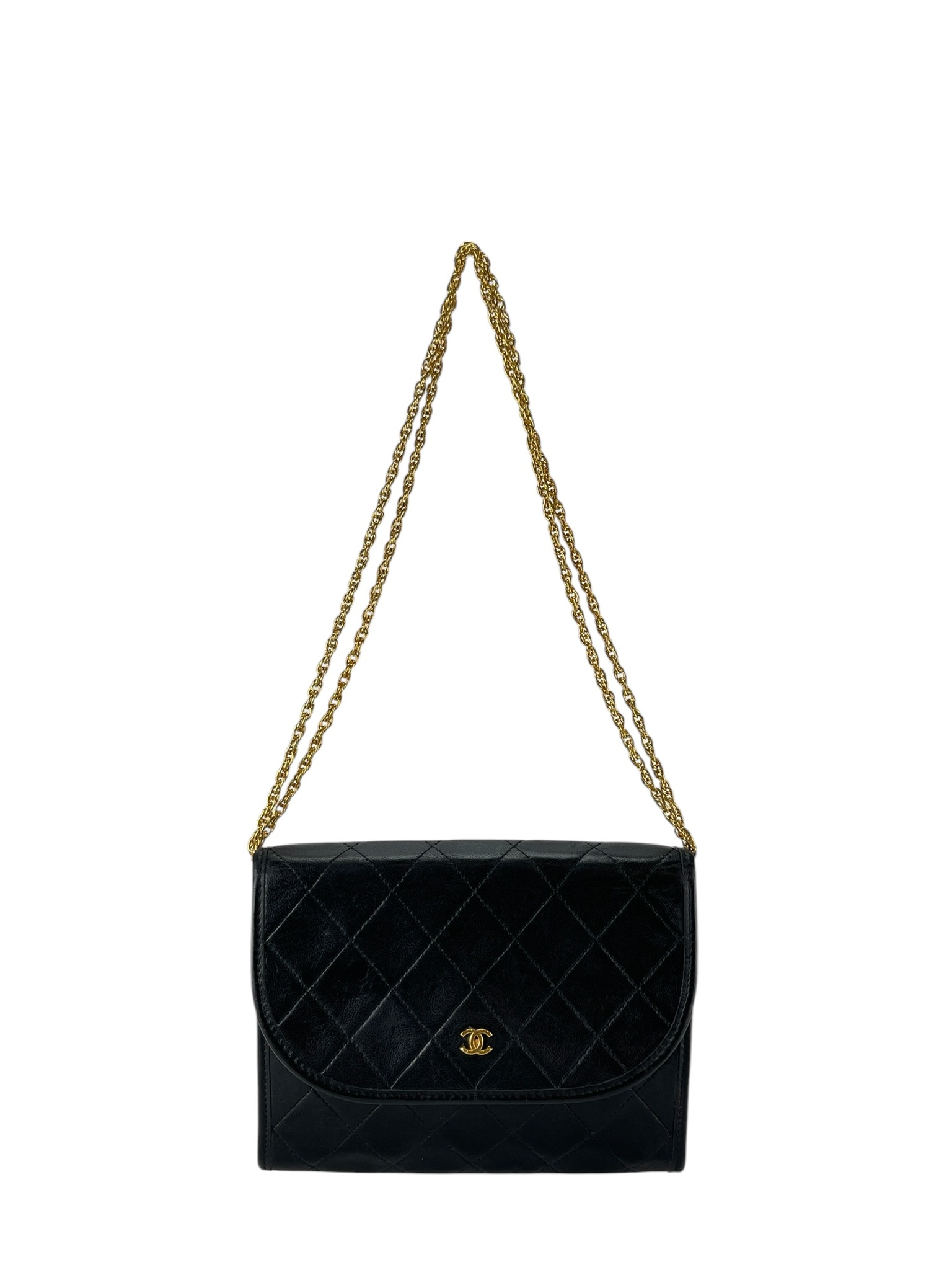 CHANEL -  Mini Matelasse Chain Shoulder Bag Black