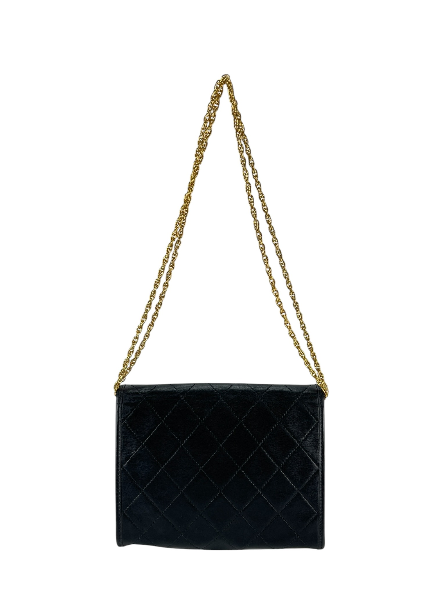 CHANEL -  Mini Matelasse Chain Shoulder Bag Black