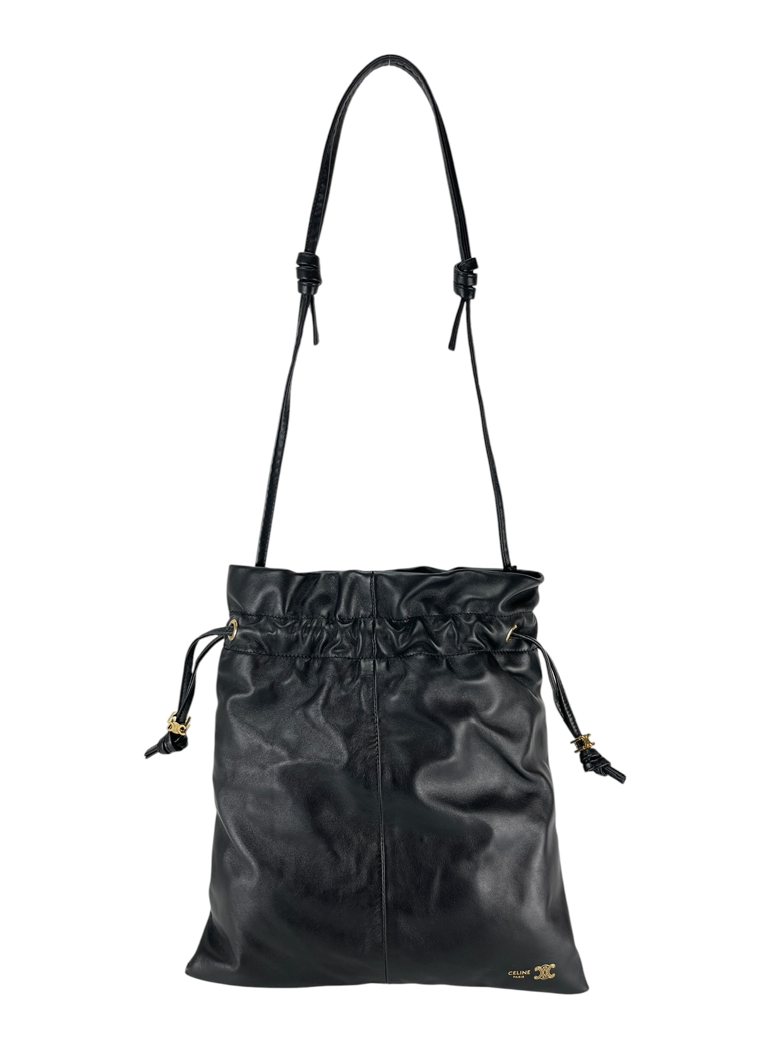 CELINE - Black Lambskin Small Crystal Pouch Bag