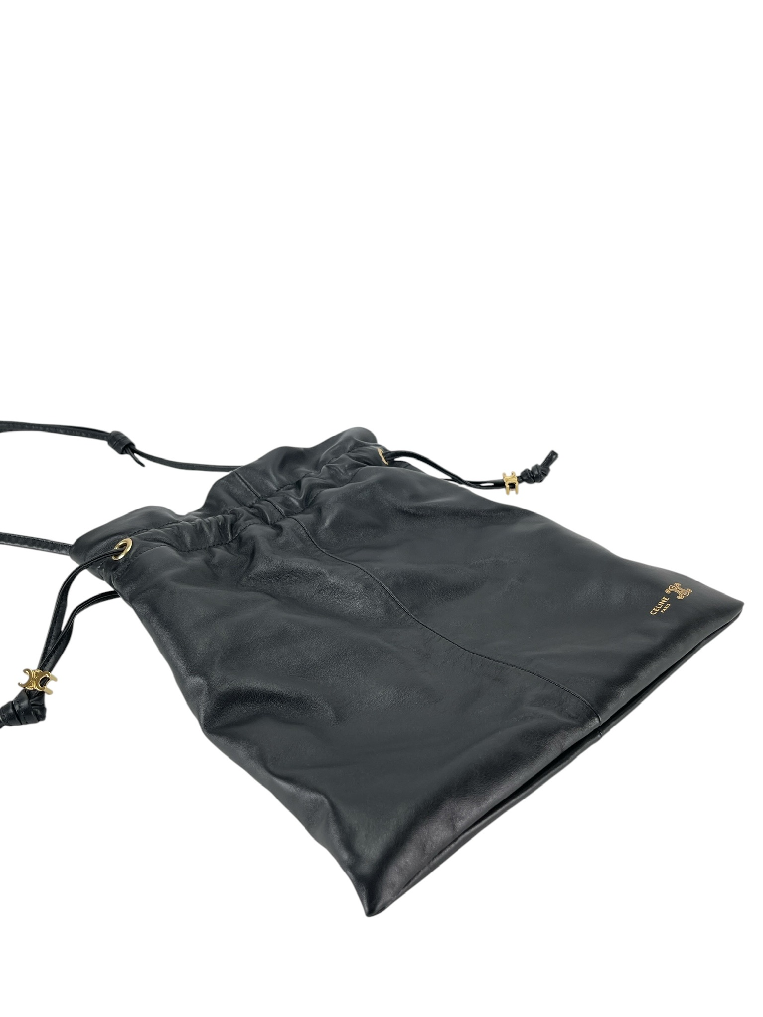 CELINE - Black Lambskin Small Crystal Pouch Bag