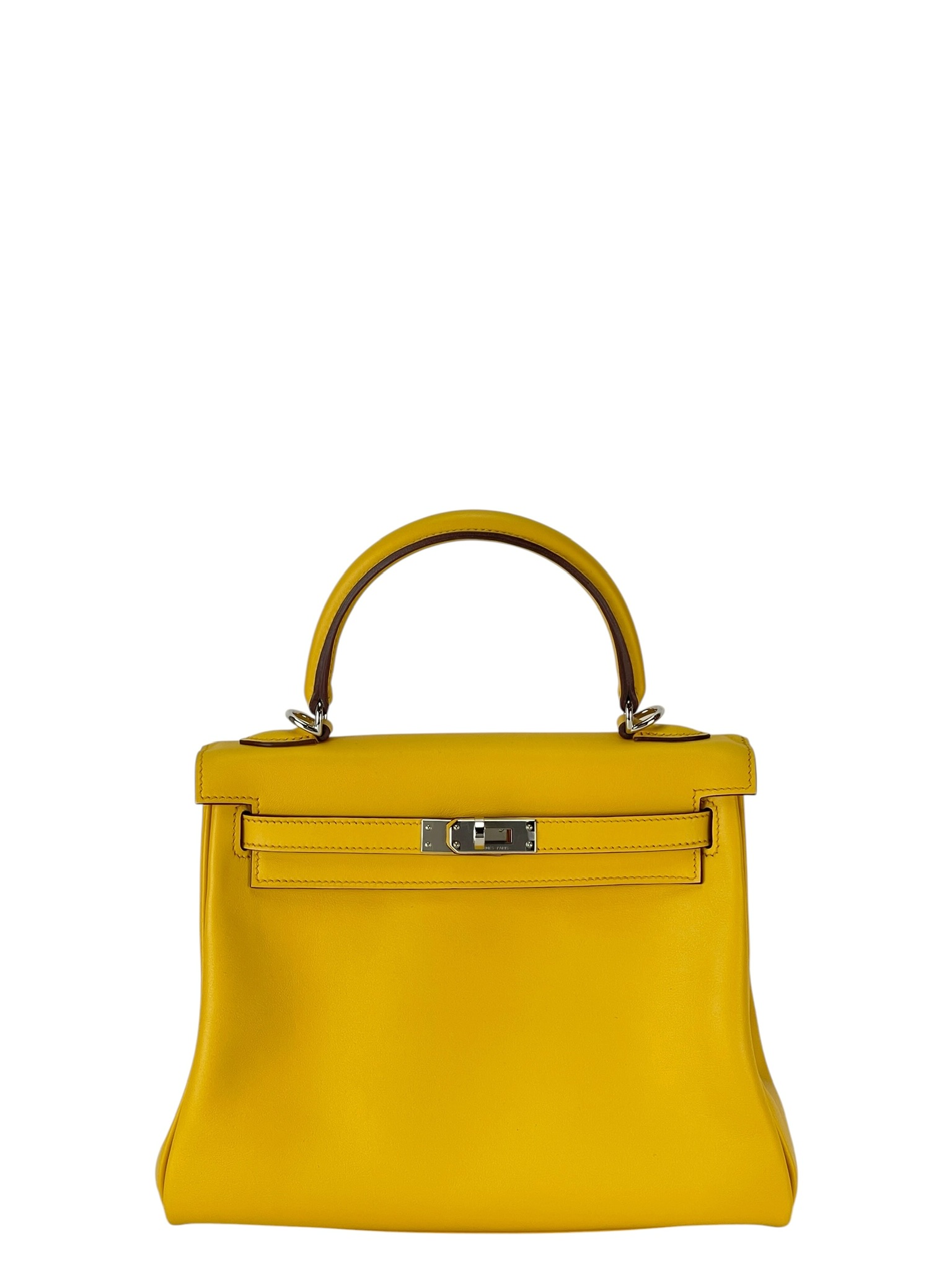 HERMES - Kelly 25 Jaune Ambre Swift Palladium Hardware