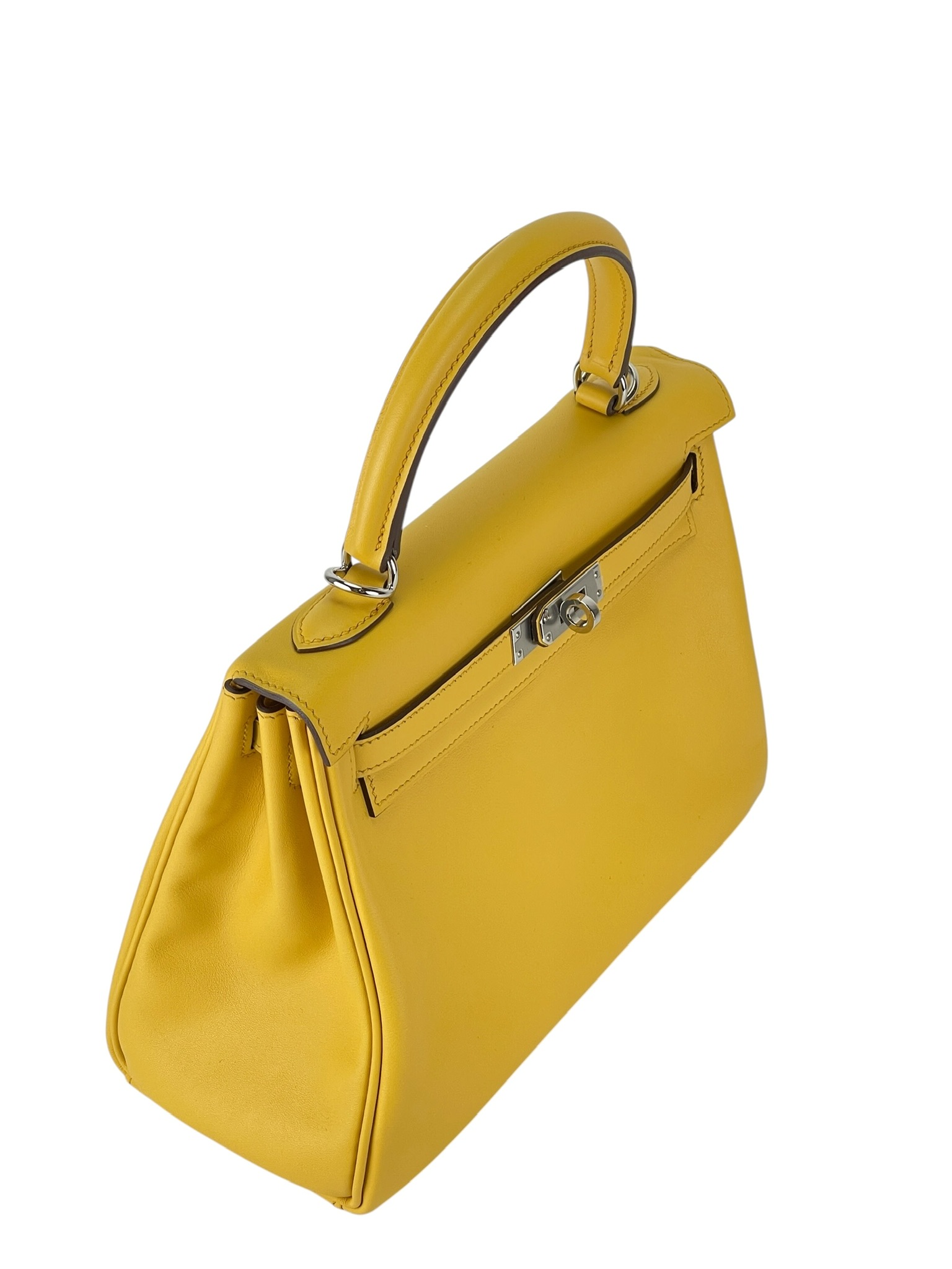 HERMES - Kelly 25 Jaune Ambre Swift Palladium Hardware