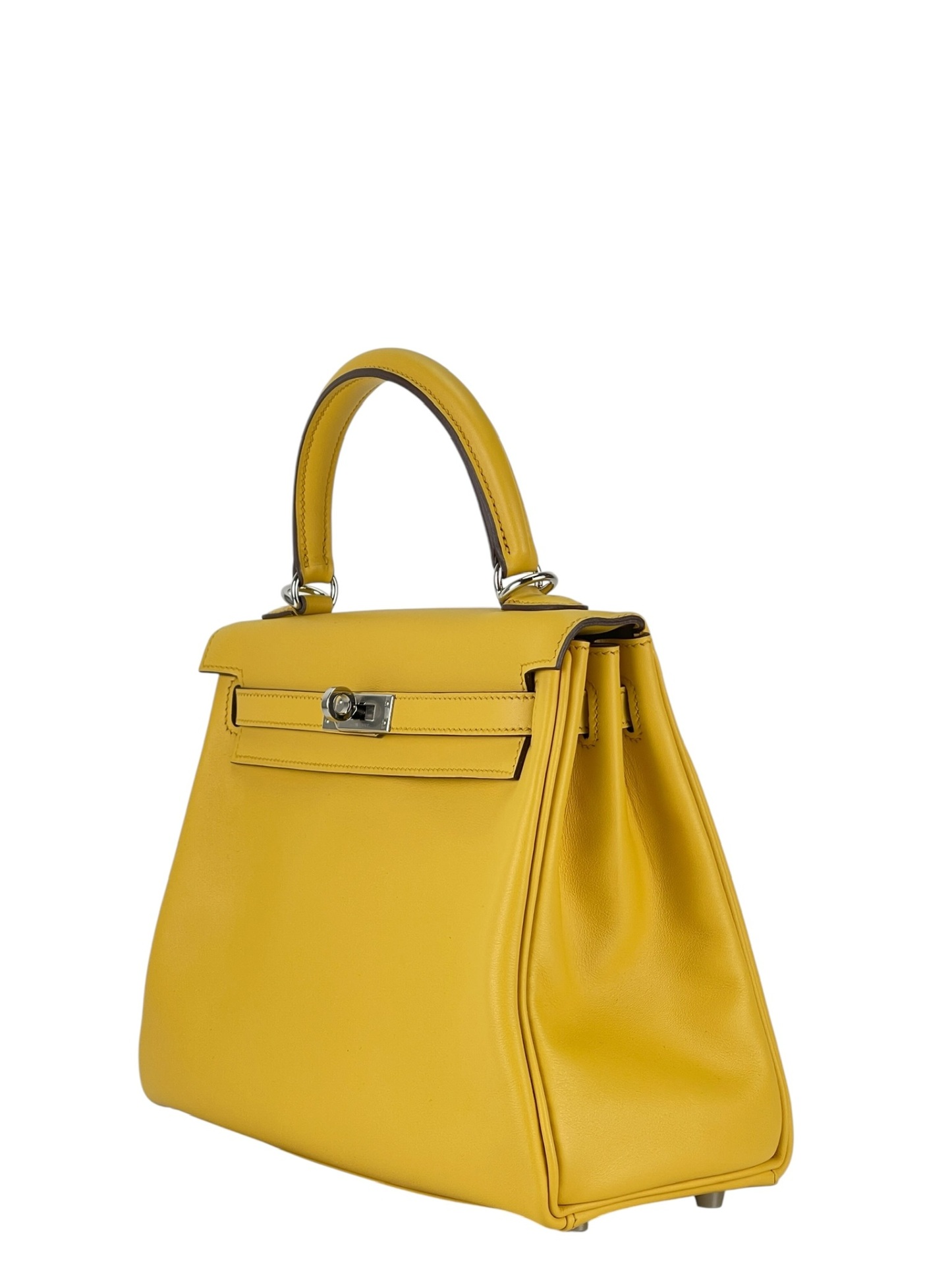 HERMES - Kelly 25 Jaune Ambre Swift Palladium Hardware