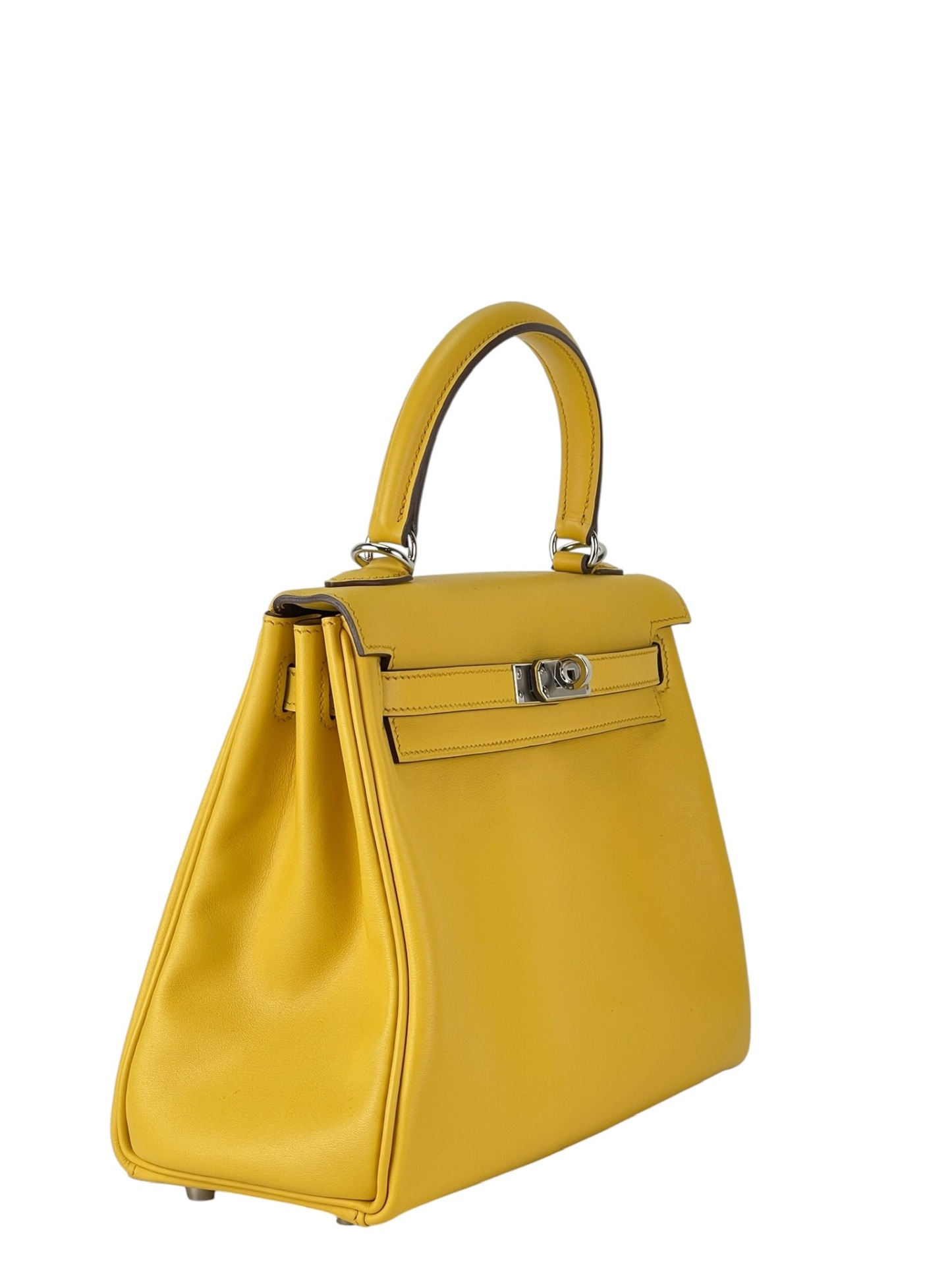 HERMES - Kelly 25 Jaune Ambre Swift Palladium Hardware