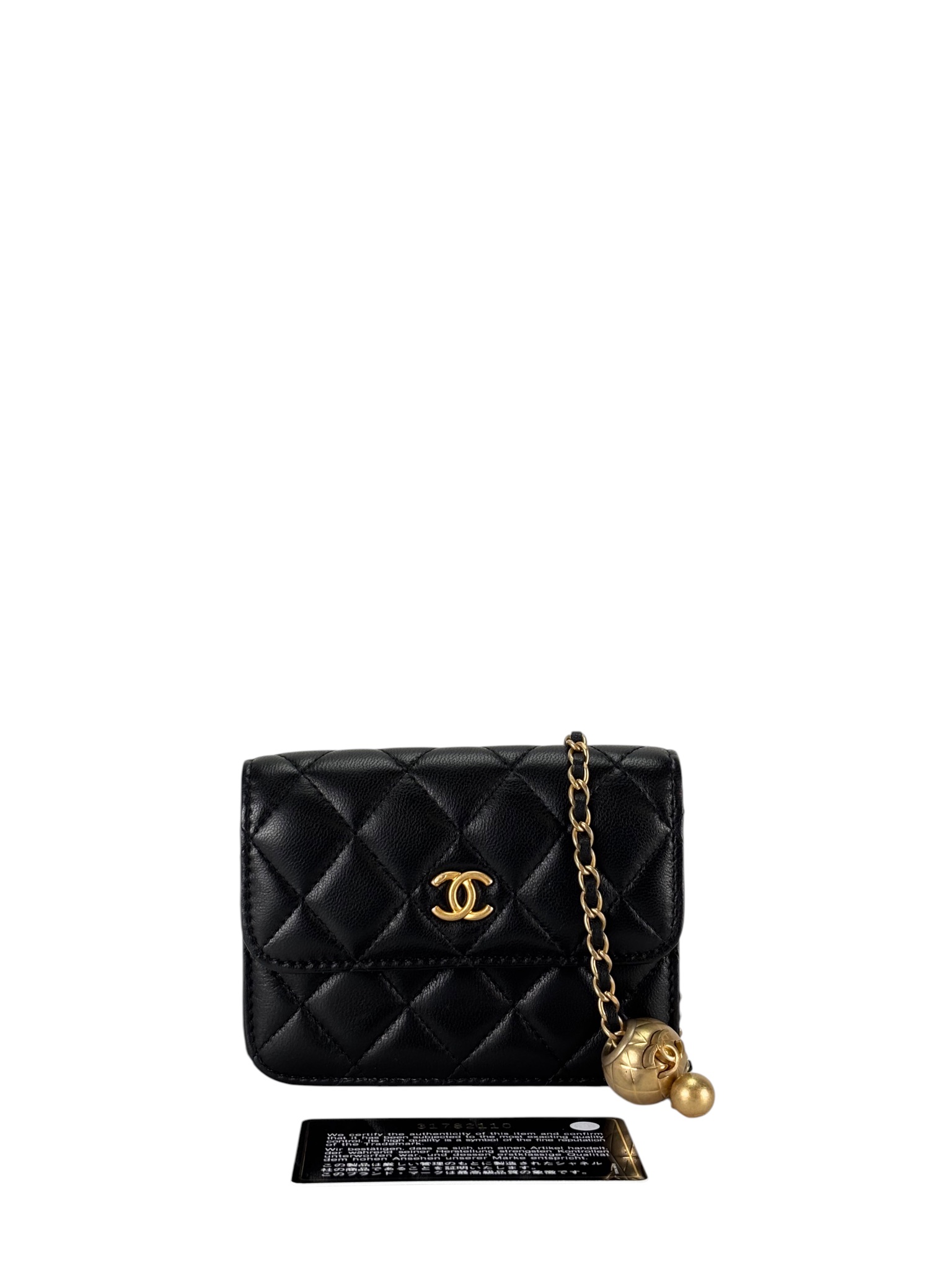 CHANEL - Mini Black Lambskin Wallet On Chain (WOC)