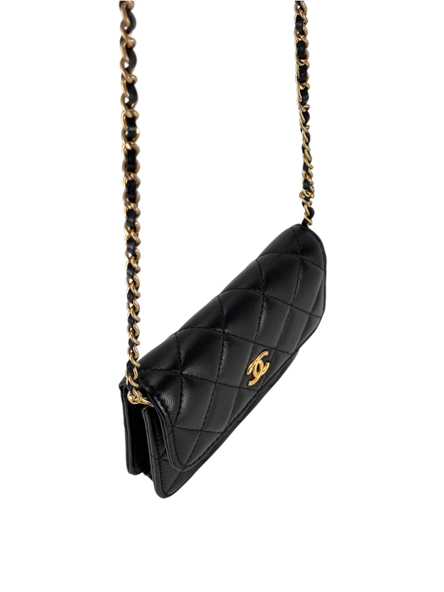 CHANEL - Mini Black Lambskin Wallet On Chain (WOC)