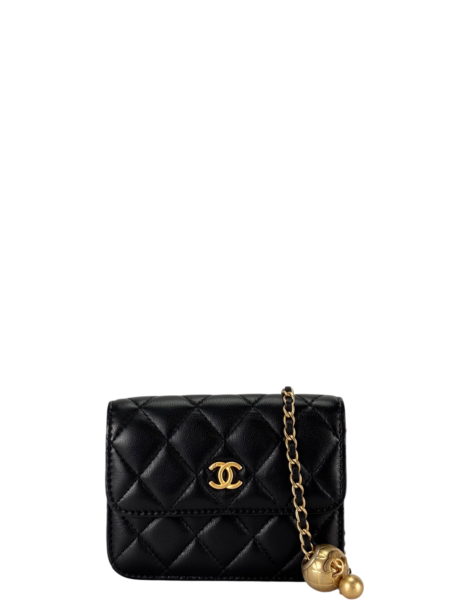 CHANEL - Mini Black Lambskin Wallet On Chain (WOC)