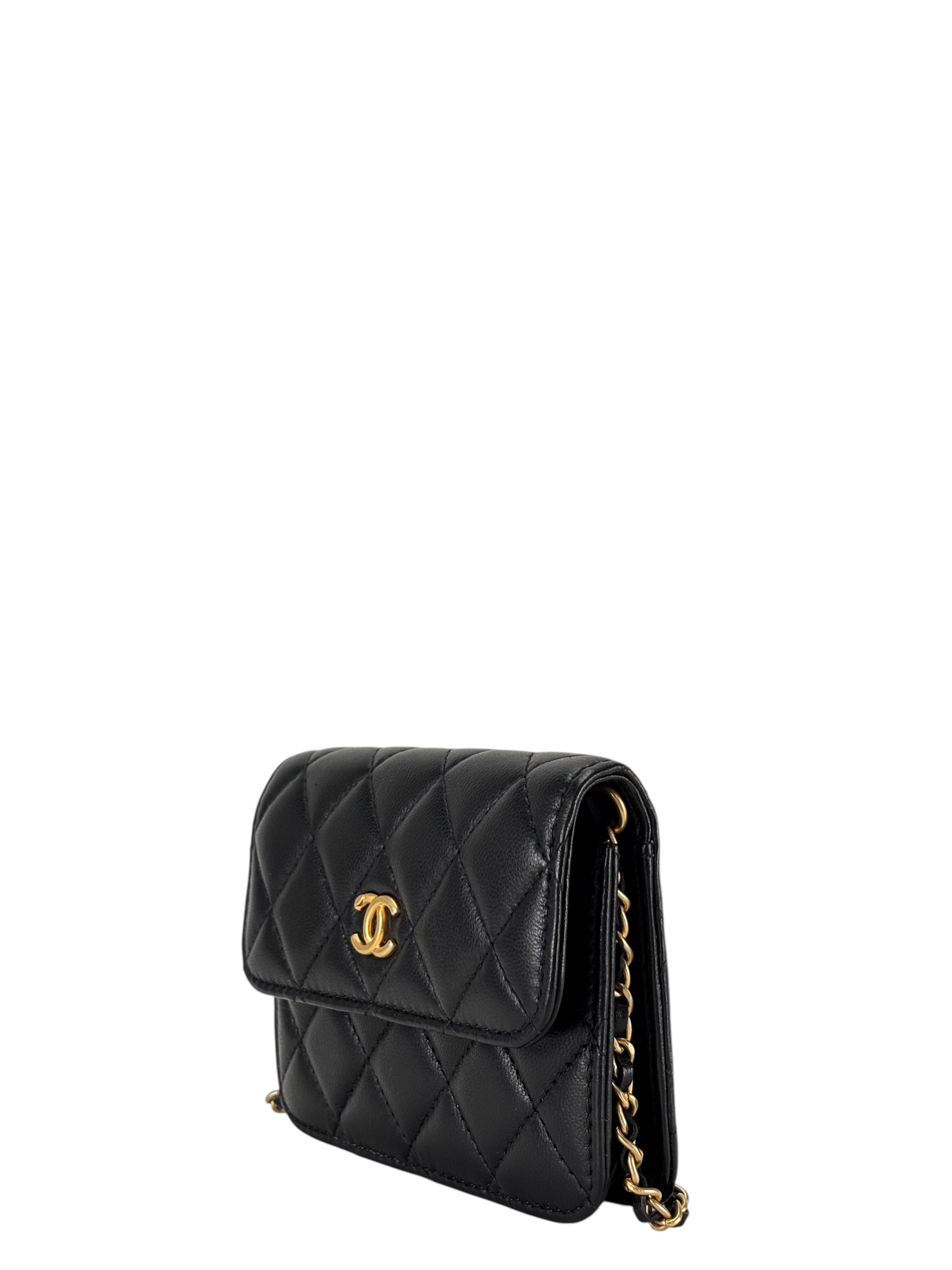 CHANEL - Mini Black Lambskin Wallet On Chain (WOC)