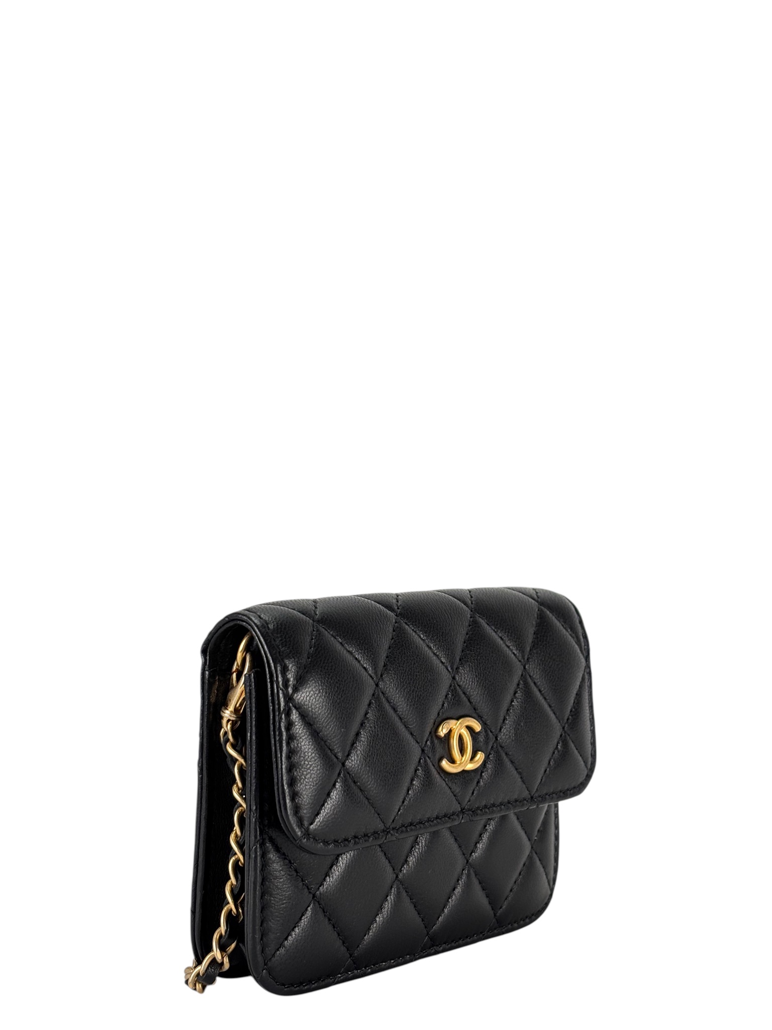 CHANEL - Mini Black Lambskin Wallet On Chain (WOC)