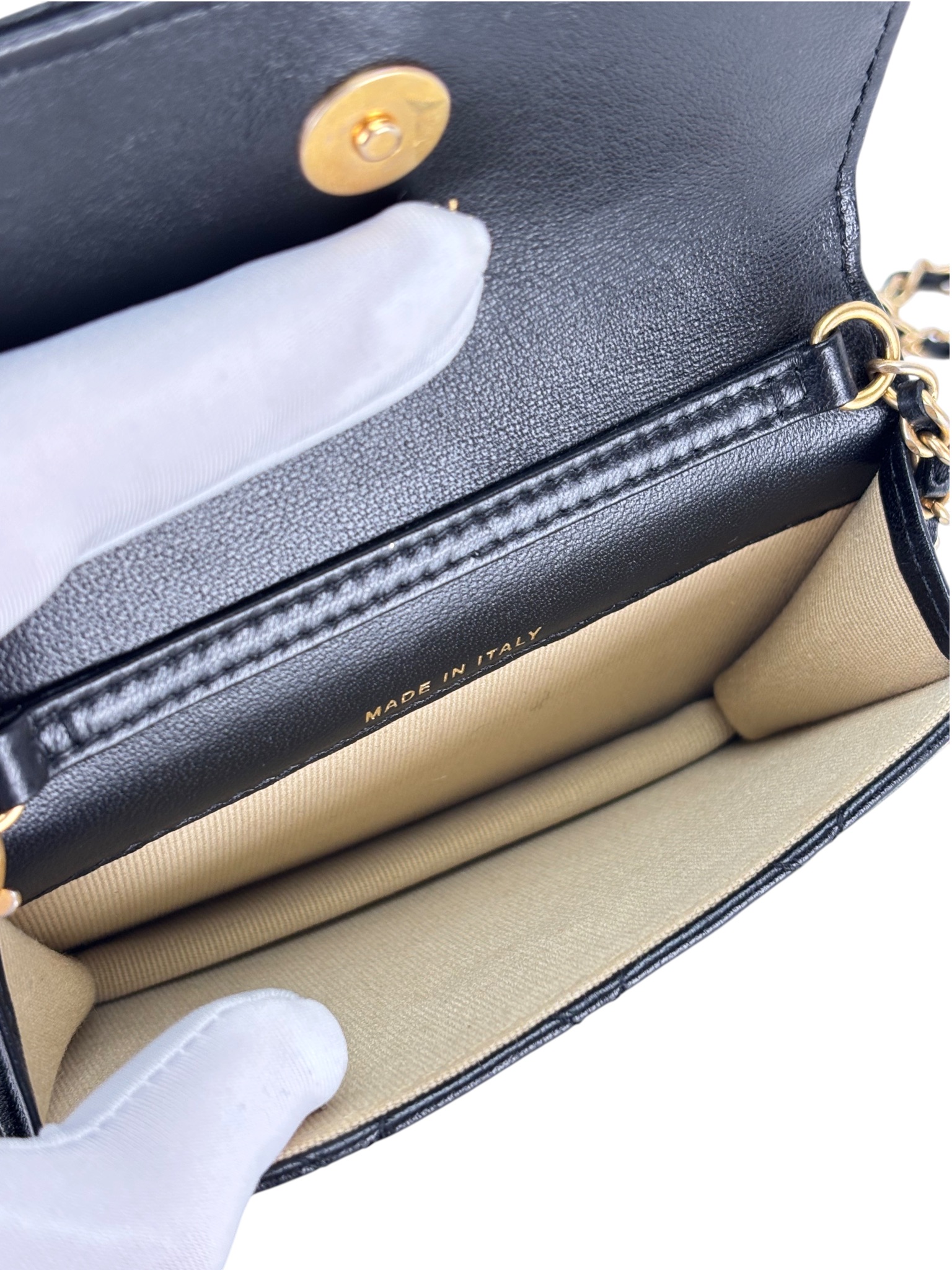 CHANEL - Mini Black Lambskin Wallet On Chain (WOC)