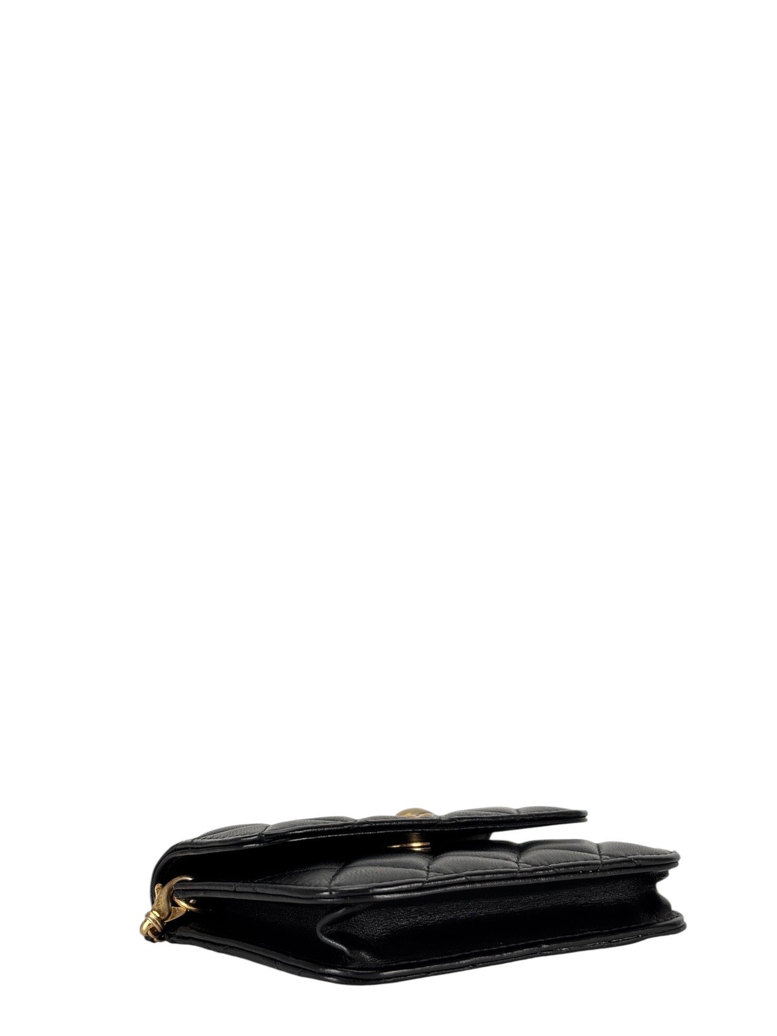 CHANEL - Mini Black Lambskin Wallet On Chain (WOC)