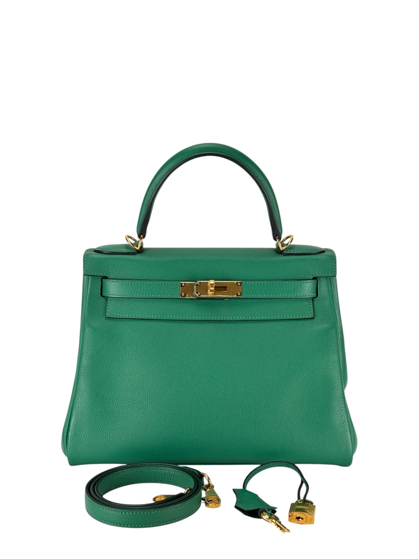 HERMES - Kelly 28 Vert Vertigo Evercolor Gold Hardware