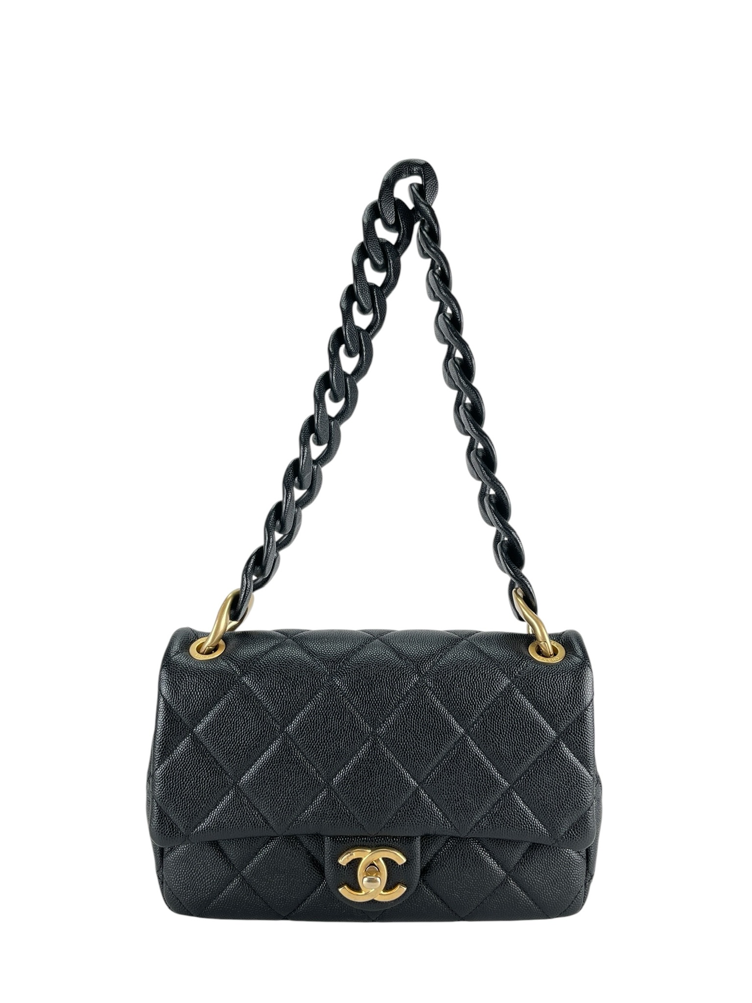 CHANEL - Black Caviar Funky Shoulder Bag Gold Hardware