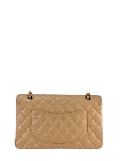 CHANEL - Medium Classic Double Flap Bag Beige Caviar Gold Hardware (CF25) 