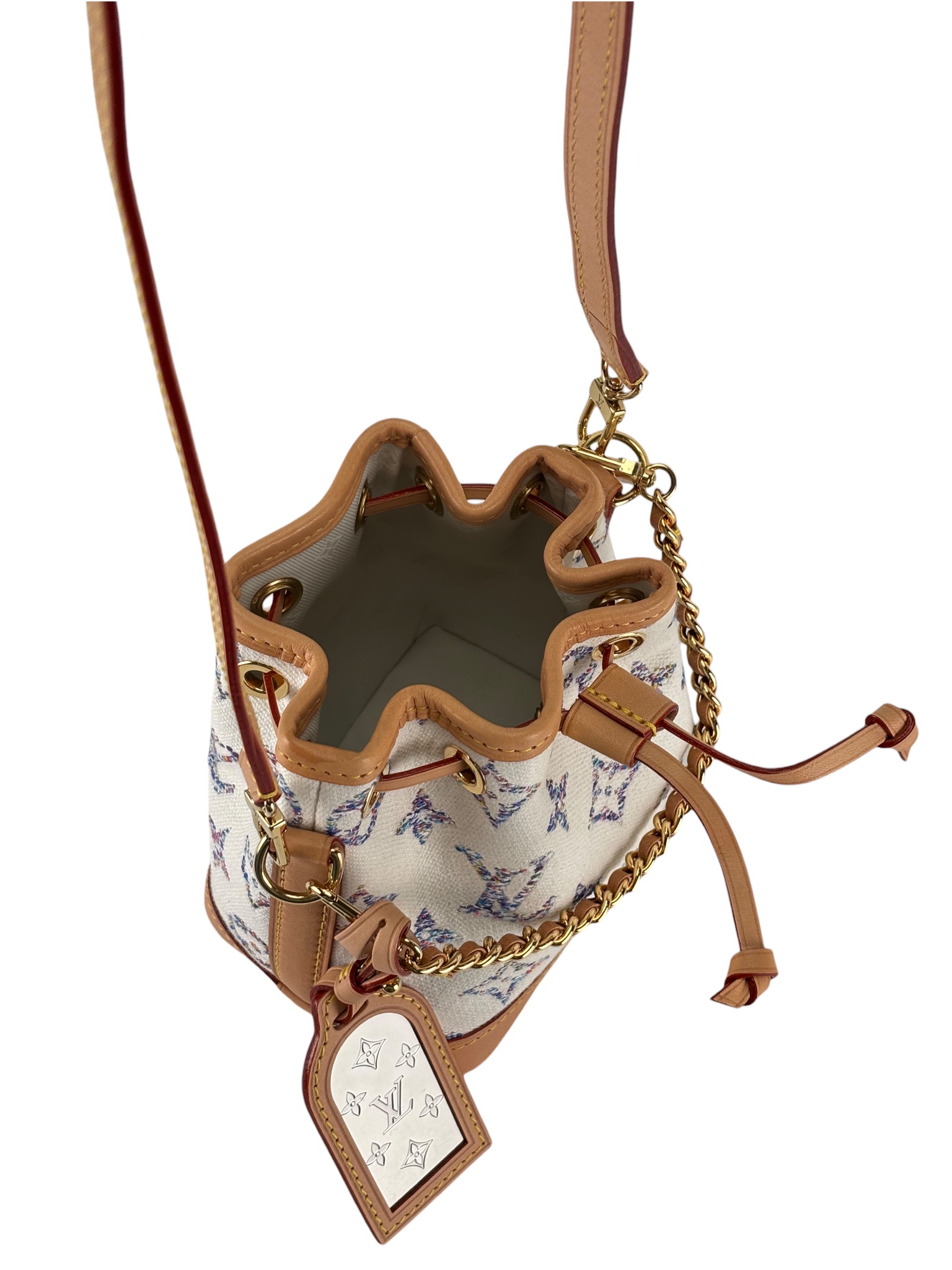 LOUIS VUITTON - White Canvas Jacquard Nano Noe 2Way Bag