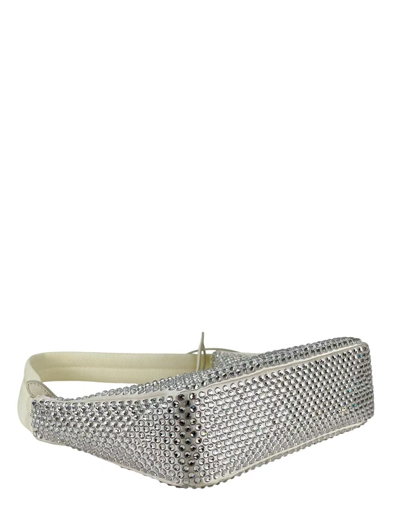 PRADA - White Satin Crystal Hobo Bag