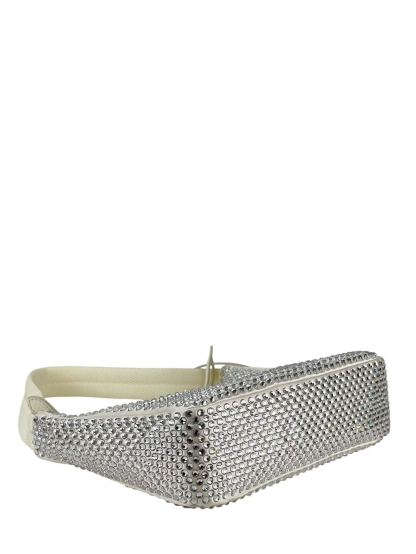 PRADA - White Satin Crystal Hobo Bag