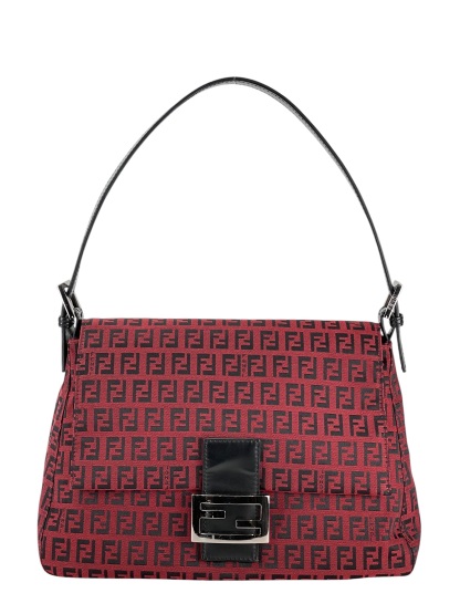 FENDI - Zucchino Medium Mamma Baguette Shoulder Bag Red