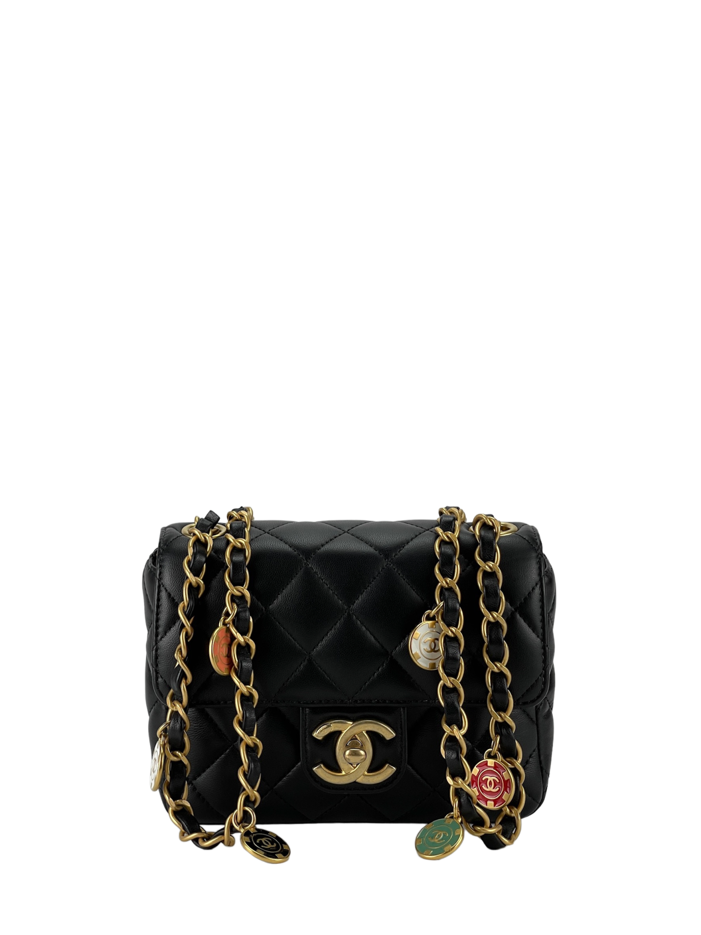 CHANEL - 23C Black Lambskin Casino Cruise Mini Classic Square Flap Bag