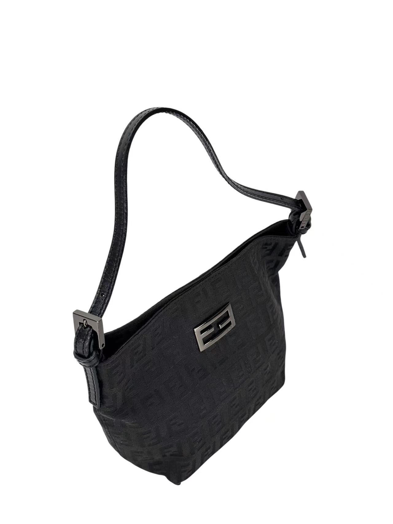 FENDI - Black Canvas Zuccino Handbag Bag