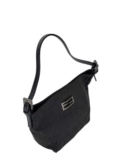 FENDI - Black Canvas Zuccino Handbag Bag