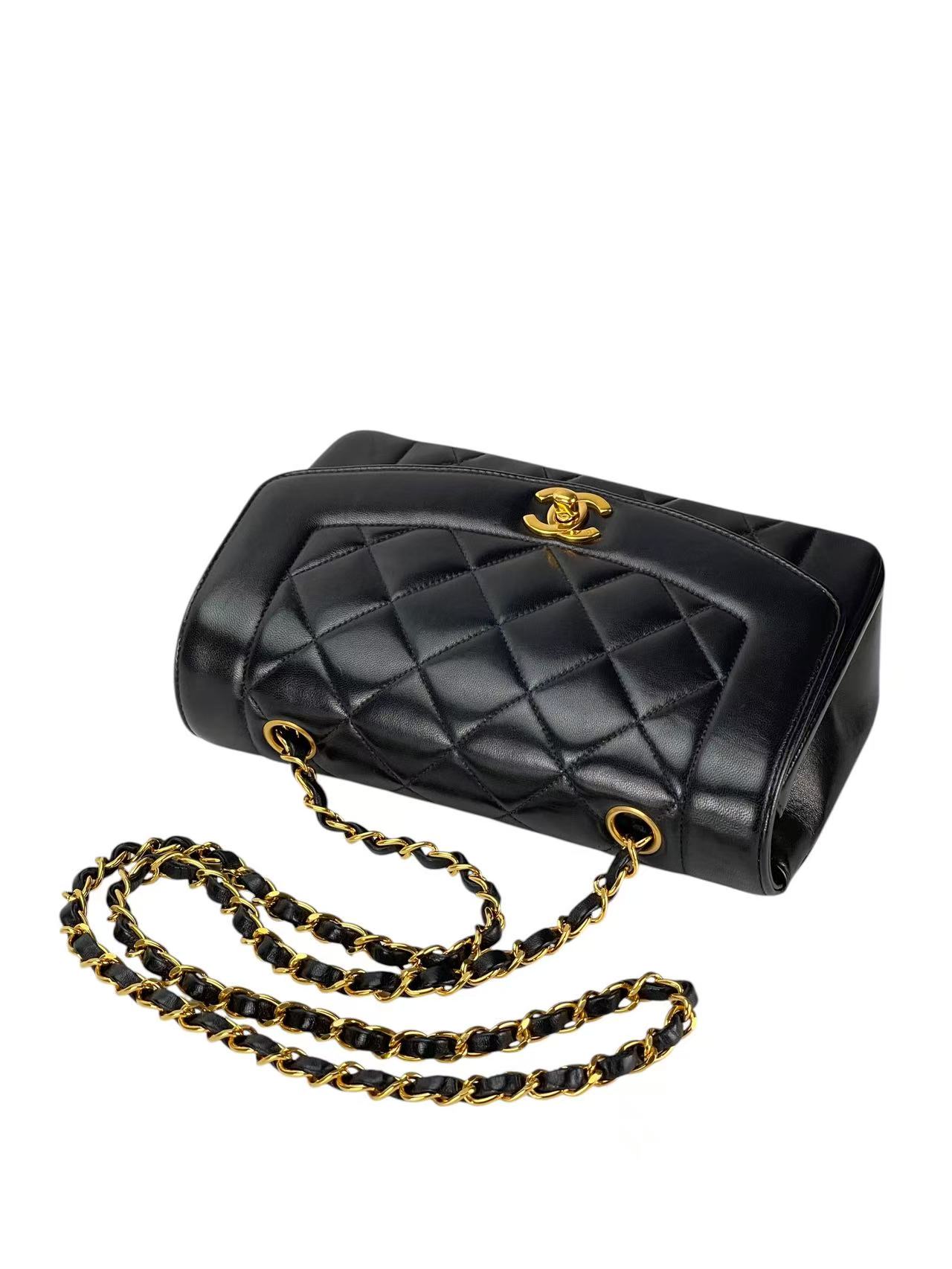 CHANEL - Black Lambskin Small Diana Shoulder Bag