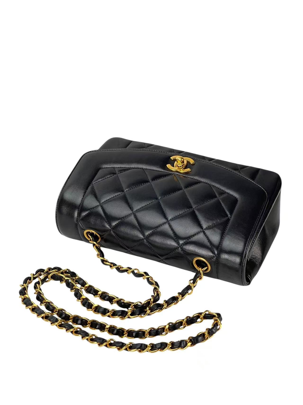 CHANEL - Black Lambskin Small Diana Shoulder Bag