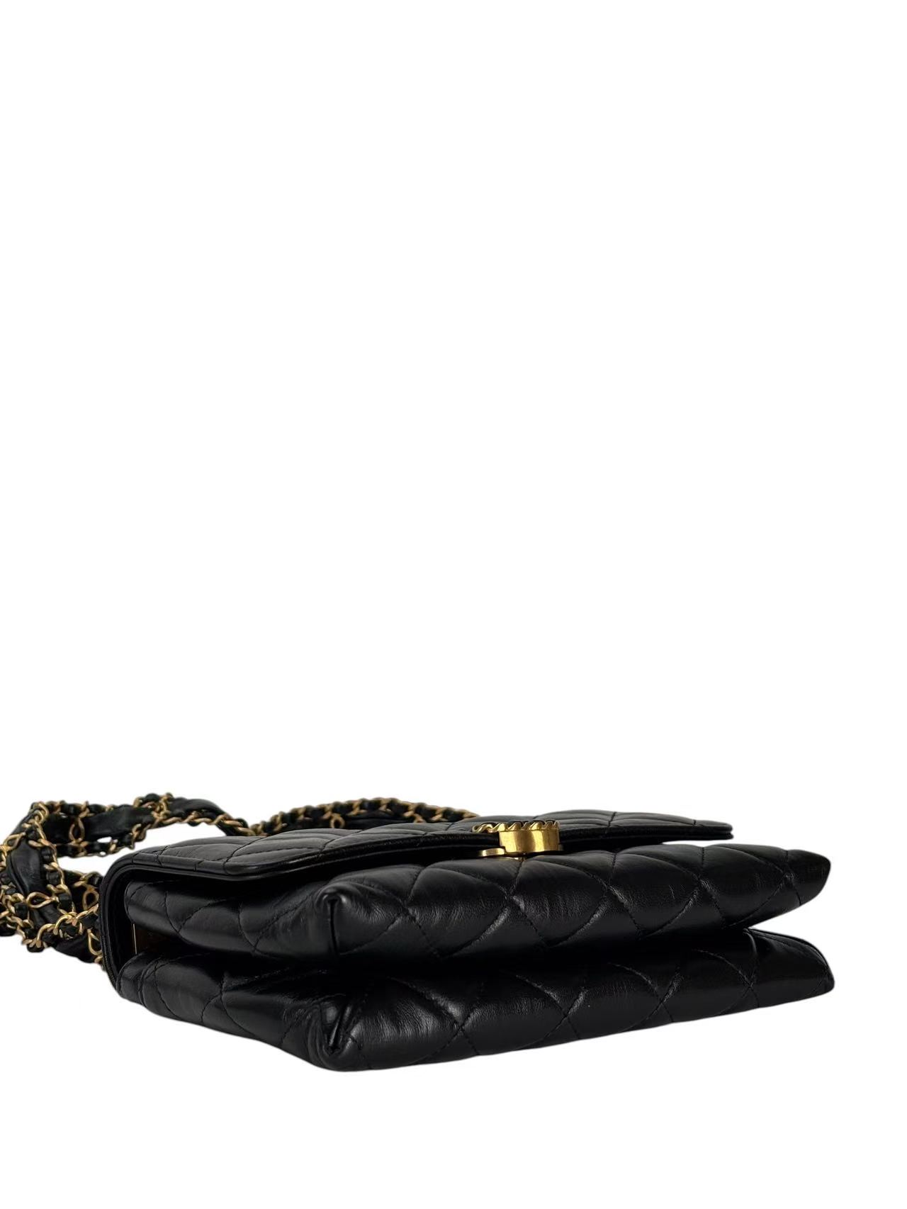 CHANEL - Black Calfskin 19 Flap Shoulder Bag