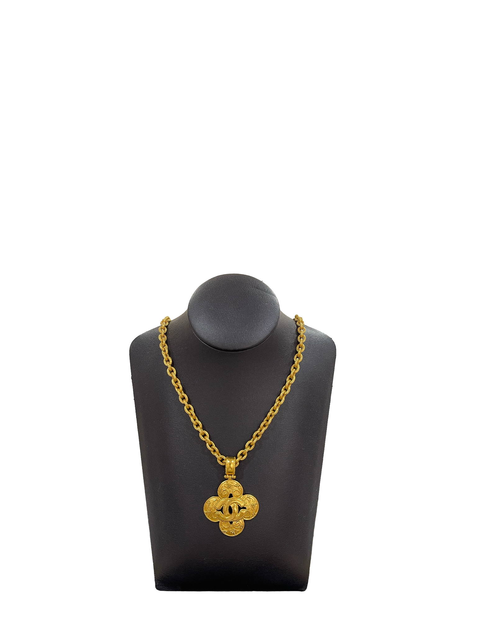 CHANEL - Four Leaf Clover Logo Pendant Necklace