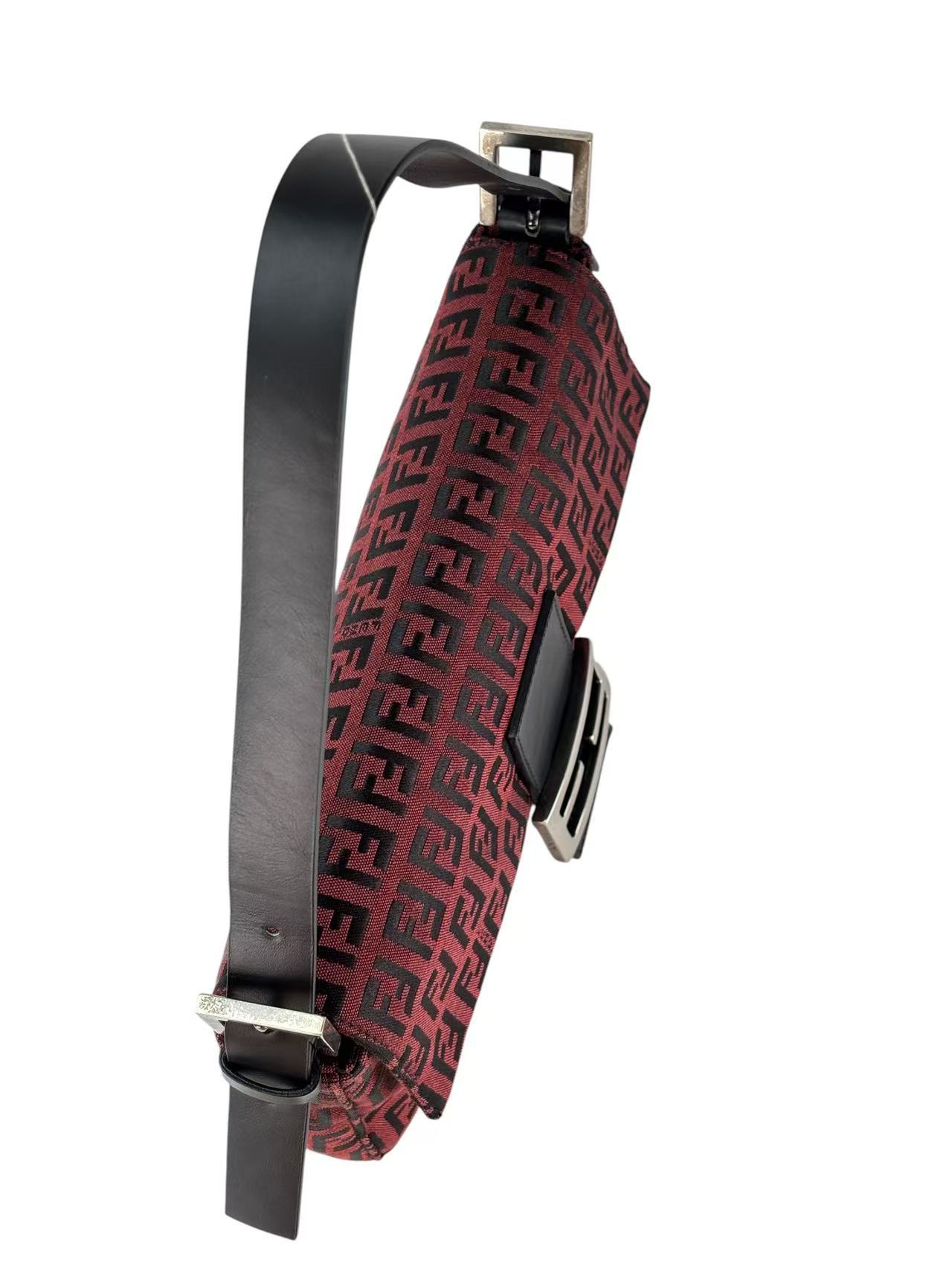 FENDI - Red Zucchino Canvas Baguette Shoulder Bag