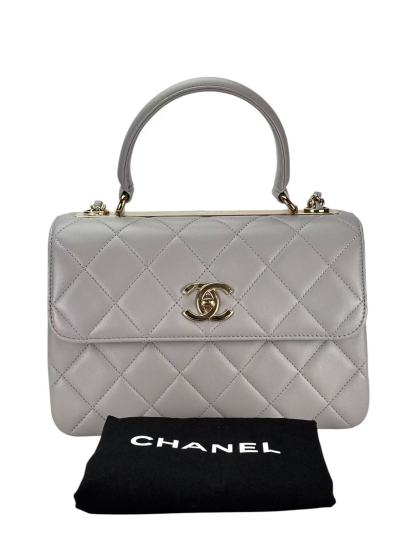 CHANEL - Gray Lambskin Trendy CC Small Hand Chain Bag