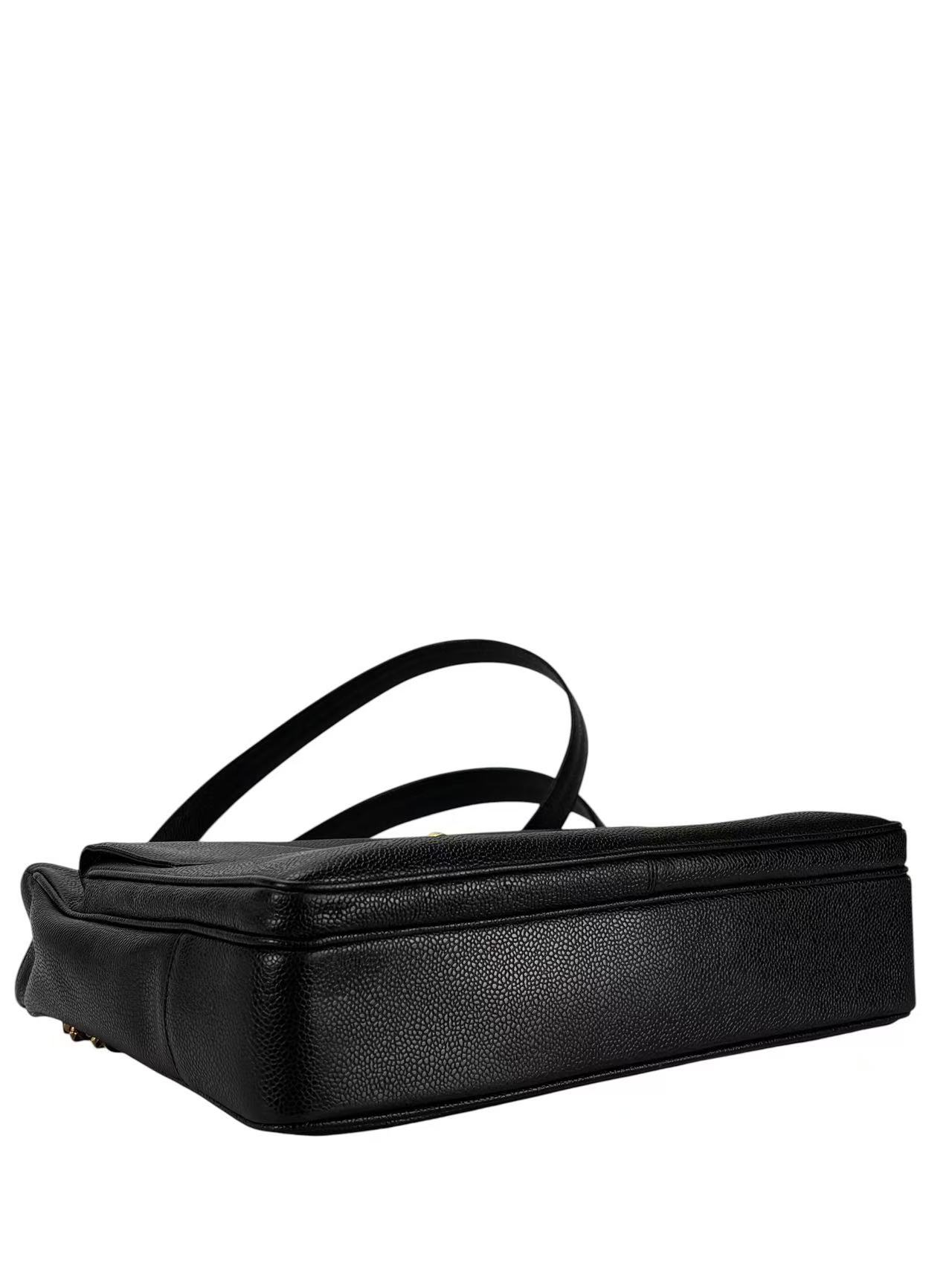 CHANEL - CC Logo Turn Lock Tote Black Caviar